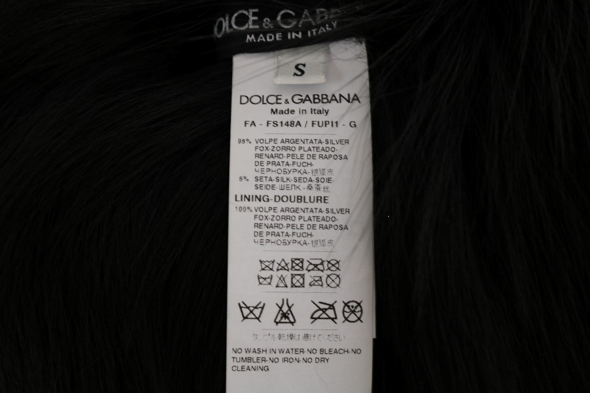 Dolce & Gabbana Black Silver Fox Fur Scarf | Regal Royce