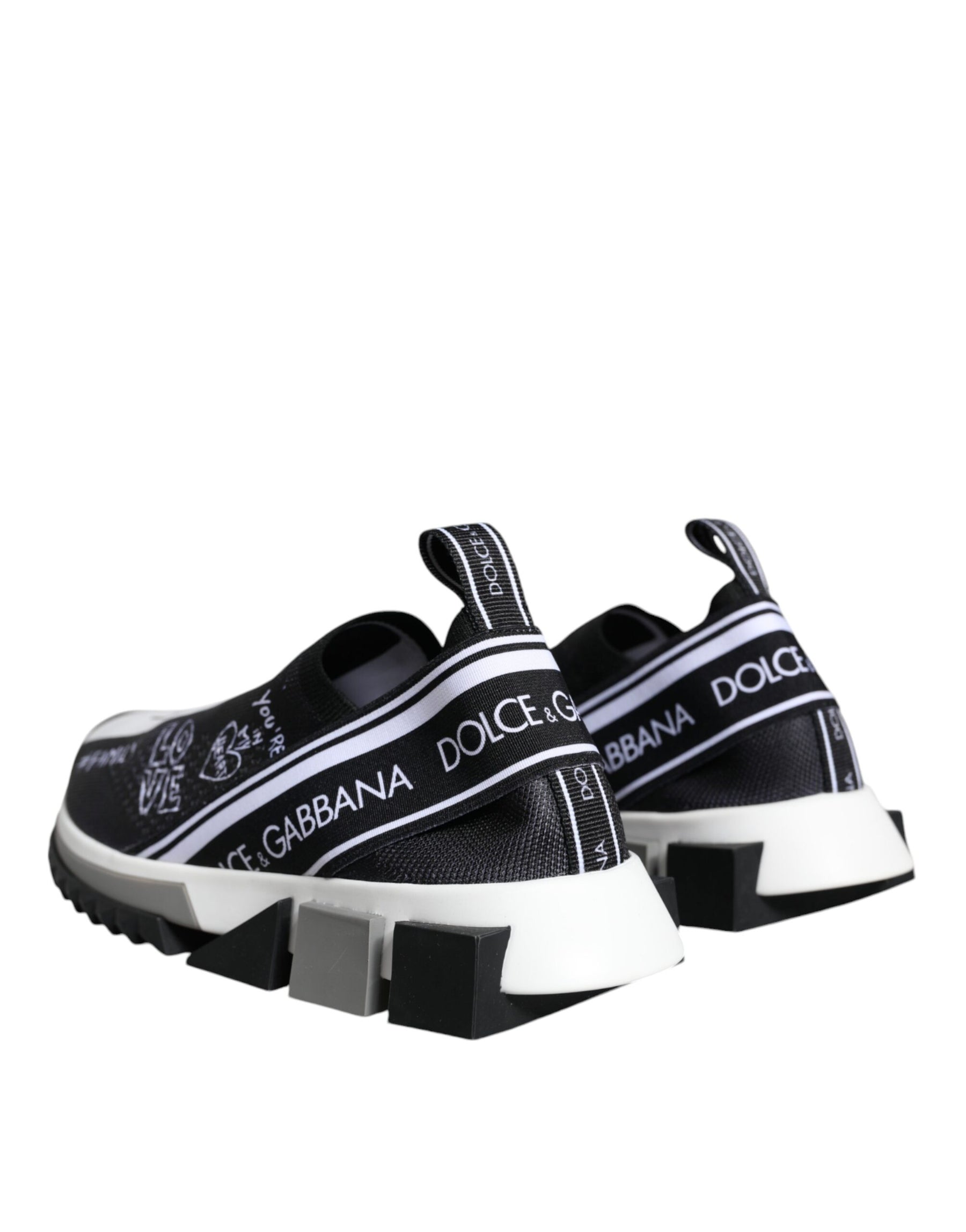 Dolce & Gabbana Black White Sorrento Low Top Sneakers Shoes | Regal Royce