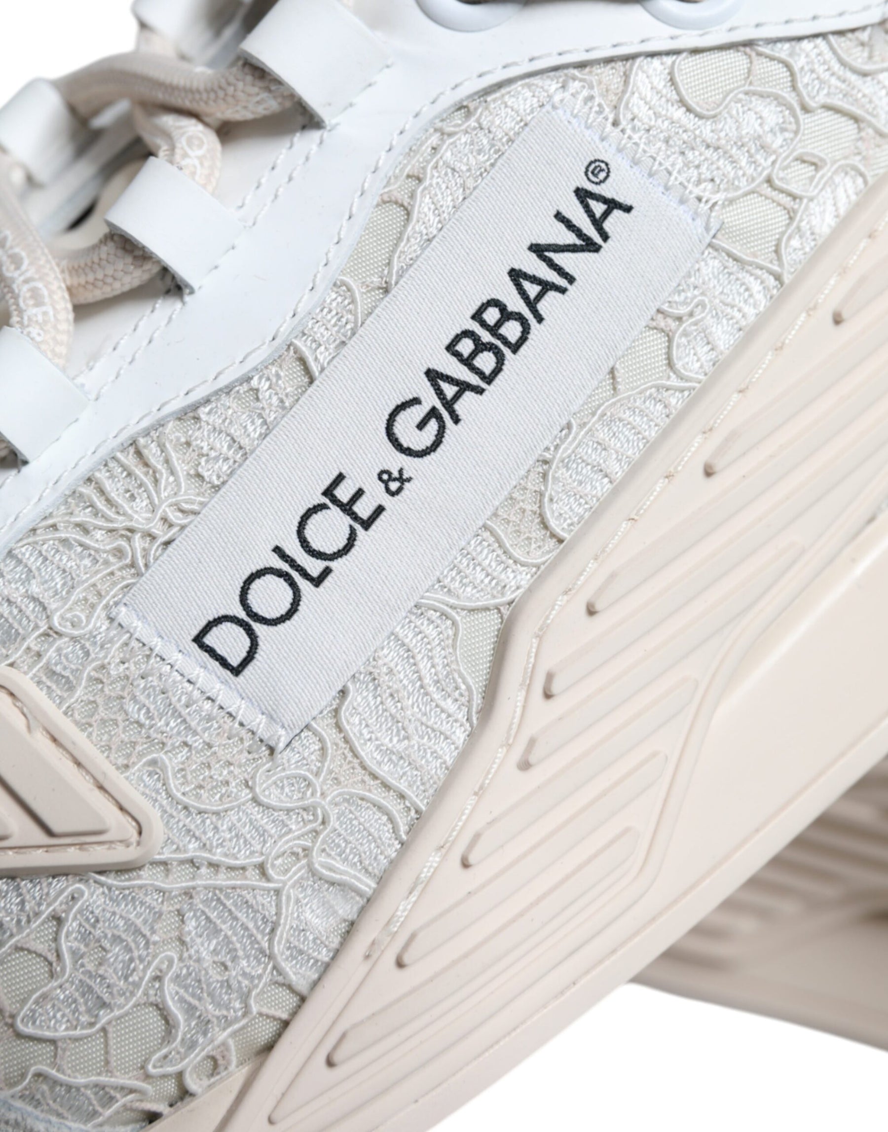 Dolce & Gabbana White Lace NS1 Low Top Sneaker Sports Shoes | Regal Royce
