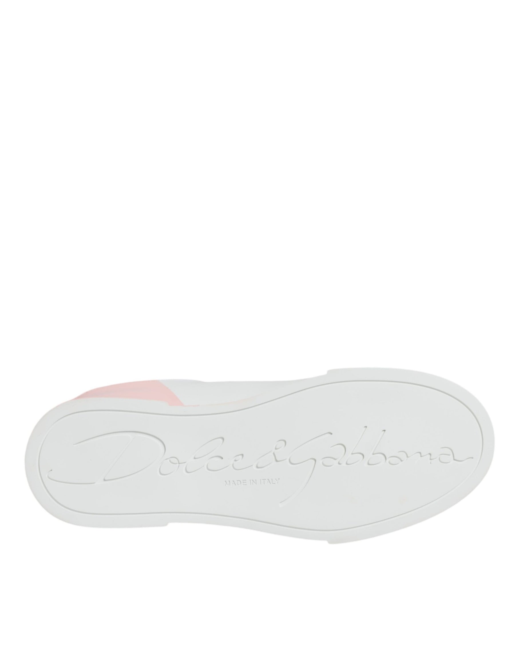 Dolce & Gabbana White Pink Portofino Low Top Sneakers Shoes | Regal Royce