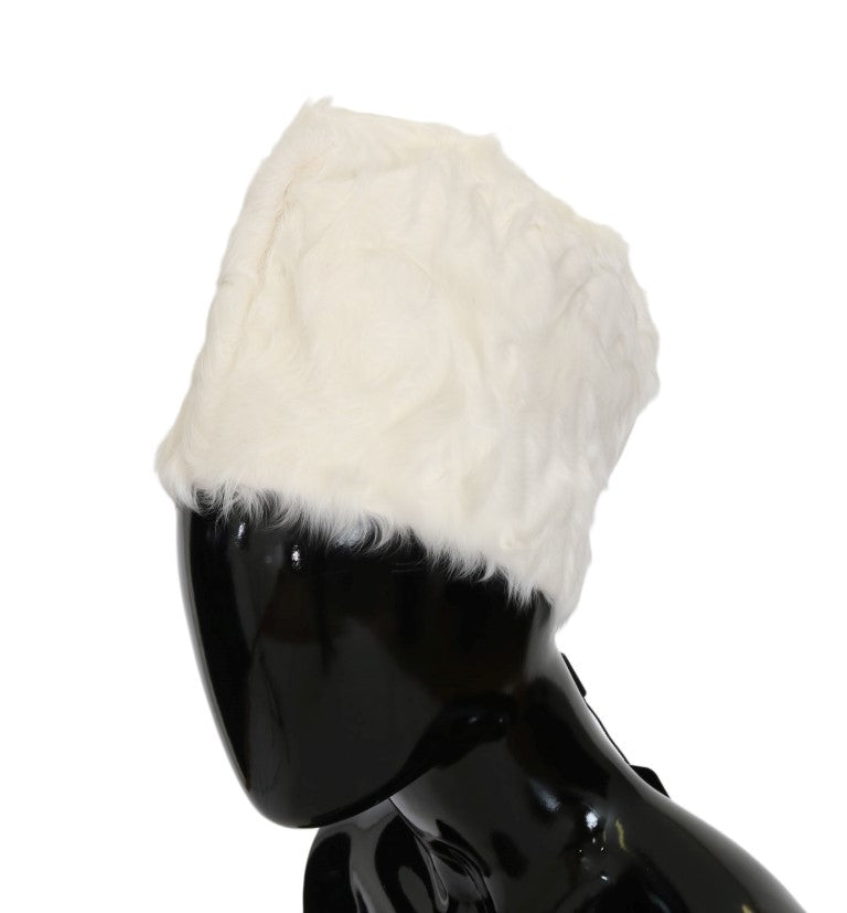 Dolce & Gabbana White Xiangao Lamb Fur Beanie | Regal Royce