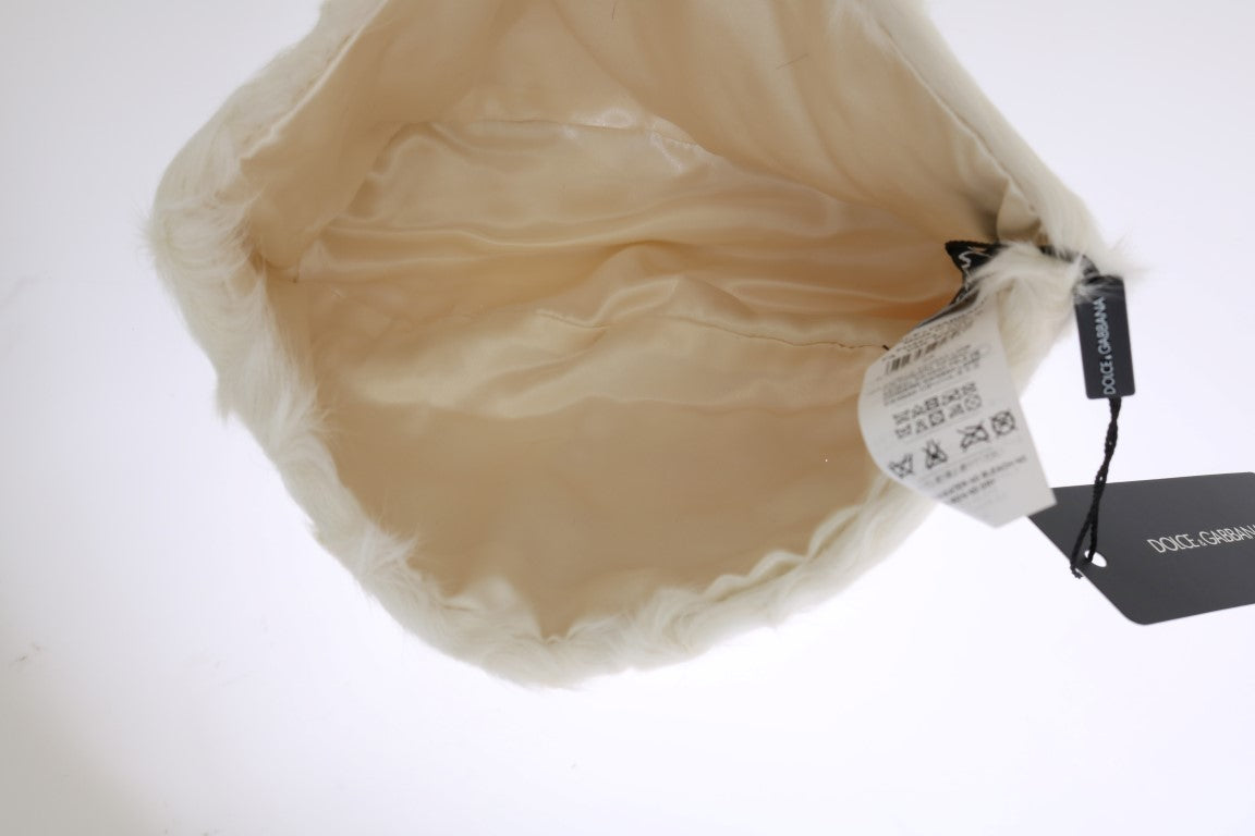 Dolce & Gabbana White Xiangao Lamb Fur Beanie | Regal Royce