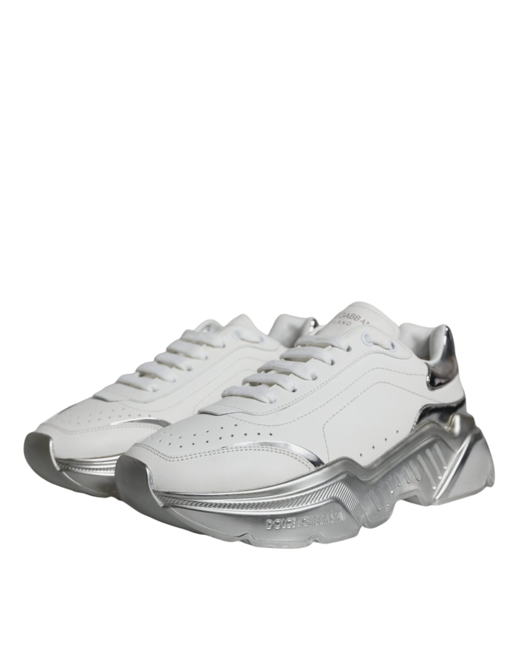 Dolce & Gabbana Silver White Daymaster Low Top Sneakers Shoes | Regal Royce