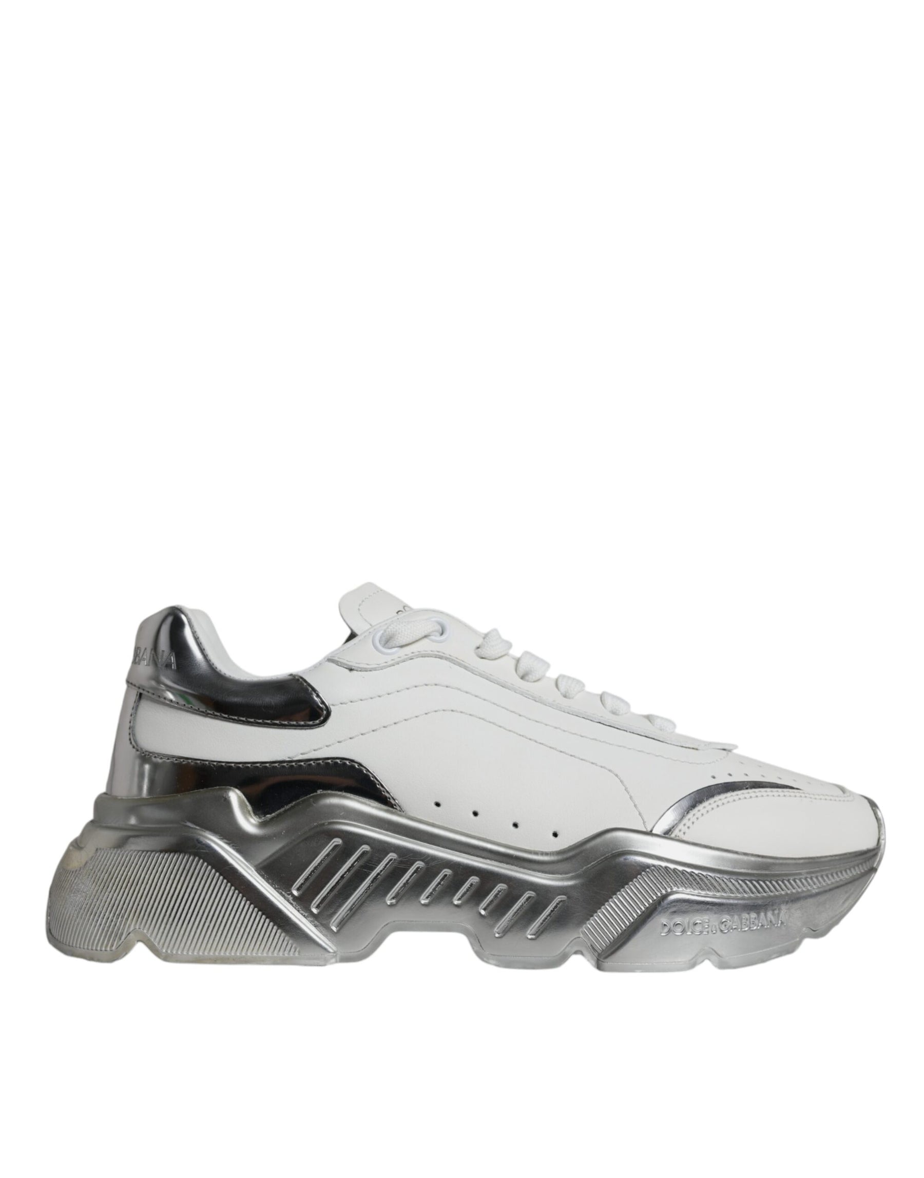 Dolce & Gabbana Silver White Daymaster Low Top Sneakers Shoes | Regal Royce