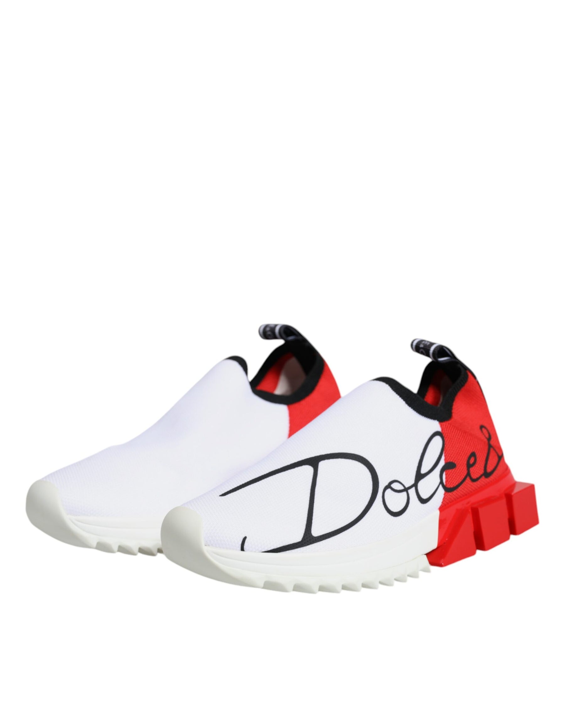 Dolce & Gabbana White Red Low Top Sorrento Men Sneakers Shoes | Regal Royce