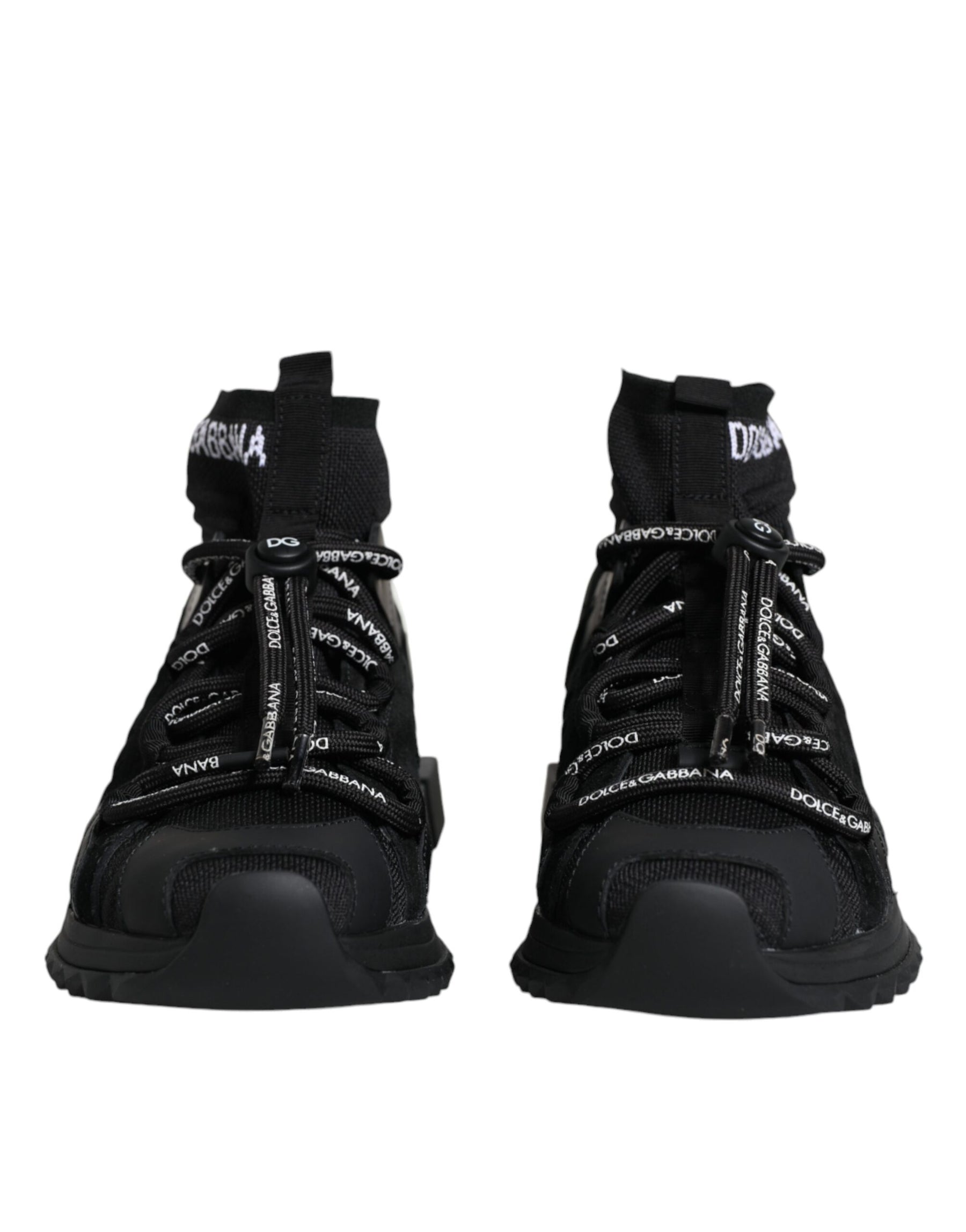 Dolce & Gabbana Black Sorrento Socks Logo Sneakers Shoes | Regal Royce