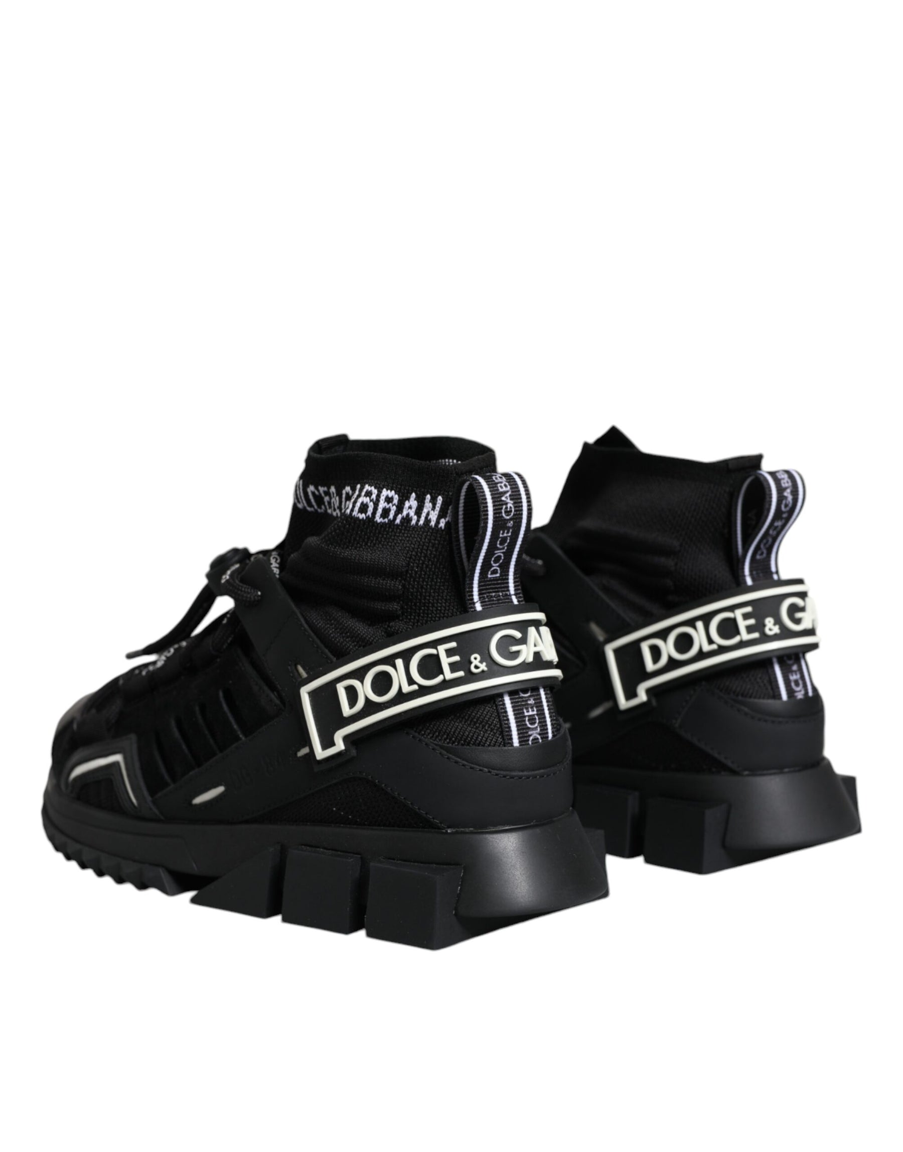 Dolce & Gabbana Black Sorrento Socks Logo Sneakers Shoes | Regal Royce
