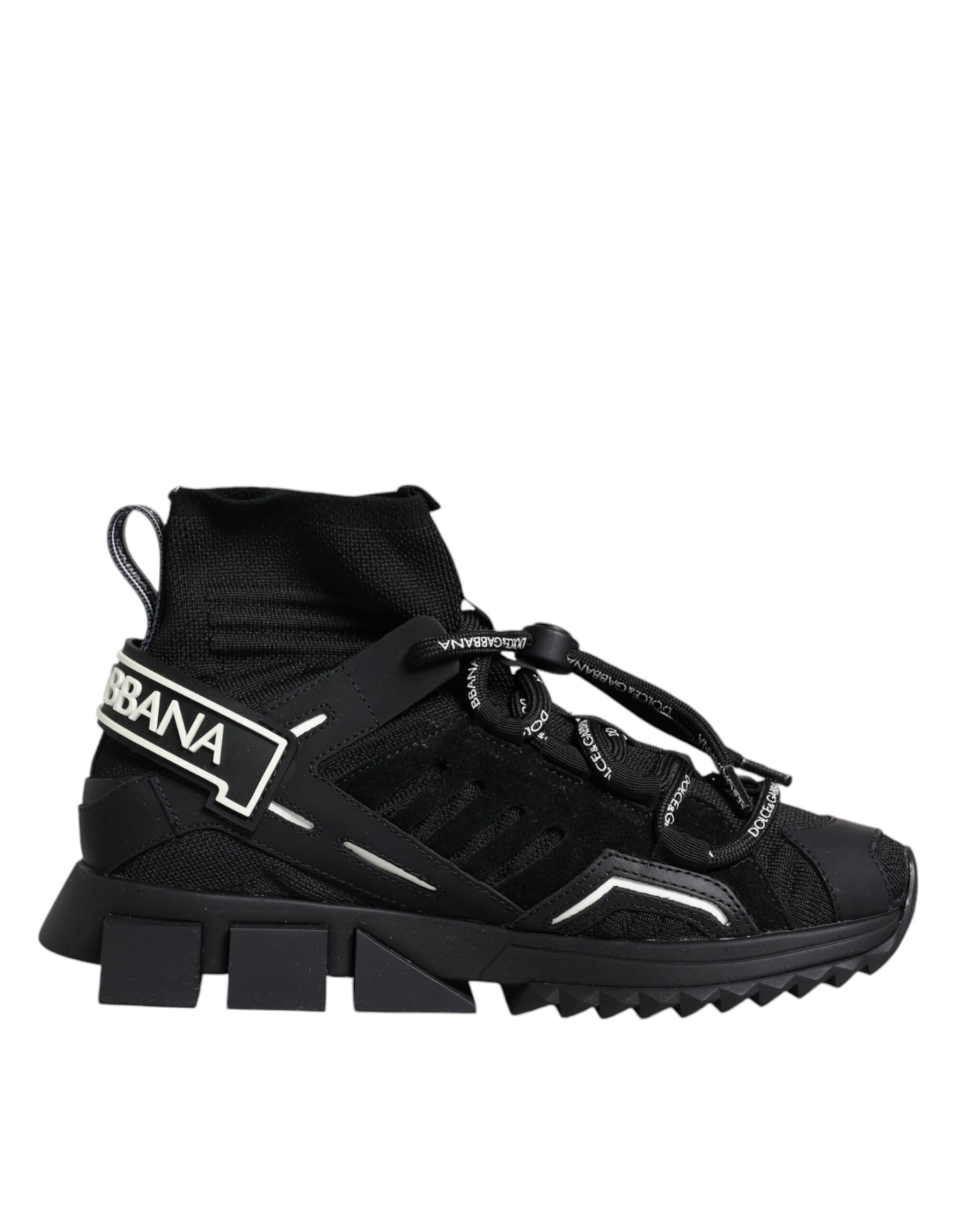Dolce & Gabbana Black Sorrento Socks Logo Sneakers Shoes | Regal Royce
