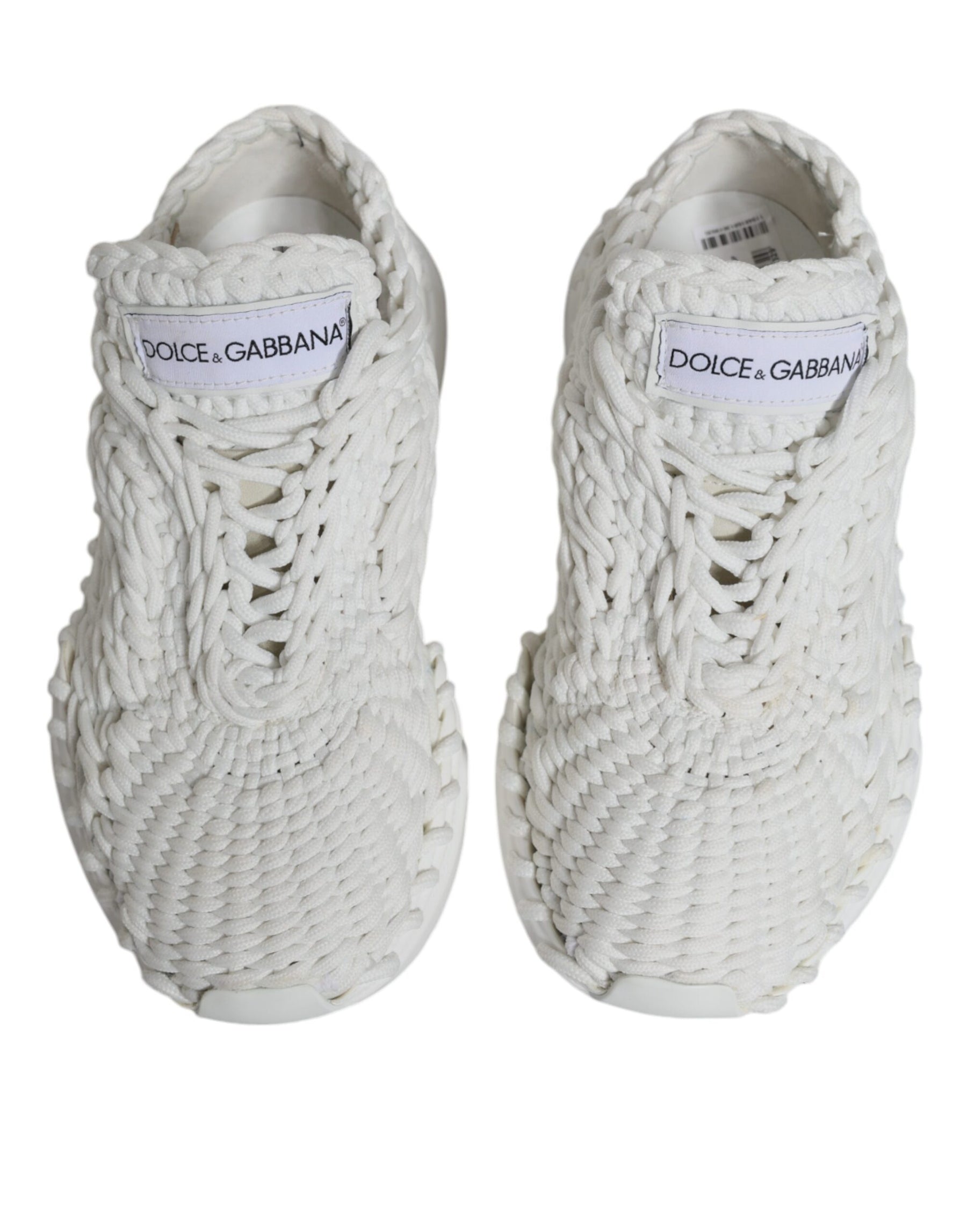 Dolce & Gabbana White Knitted Daymaster Sneakers Shoes | Regal Royce