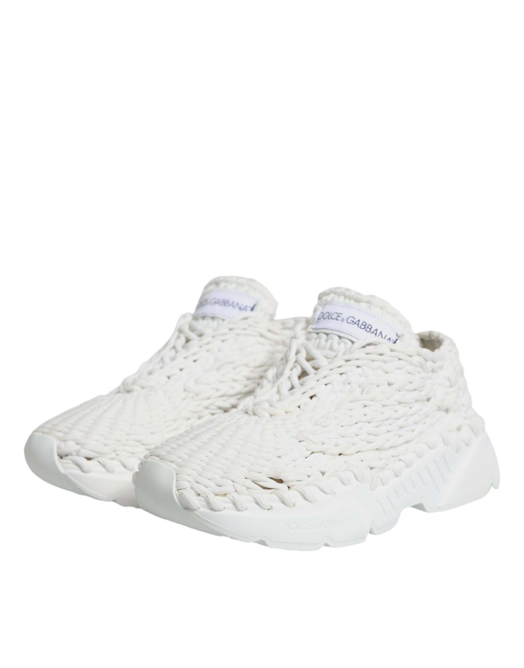Dolce & Gabbana White Knitted Daymaster Sneakers Shoes | Regal Royce