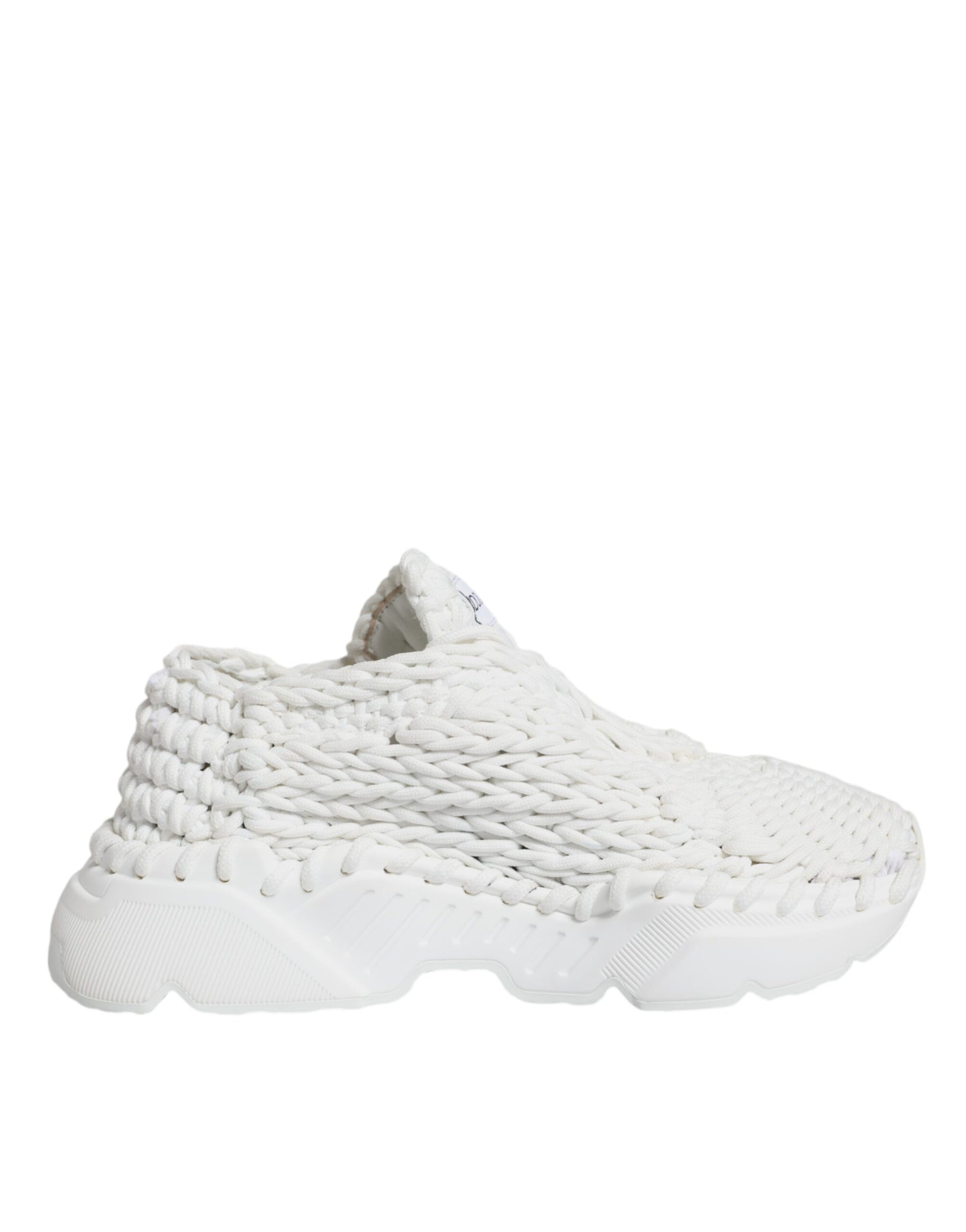 Dolce & Gabbana White Knitted Daymaster Sneakers Shoes | Regal Royce