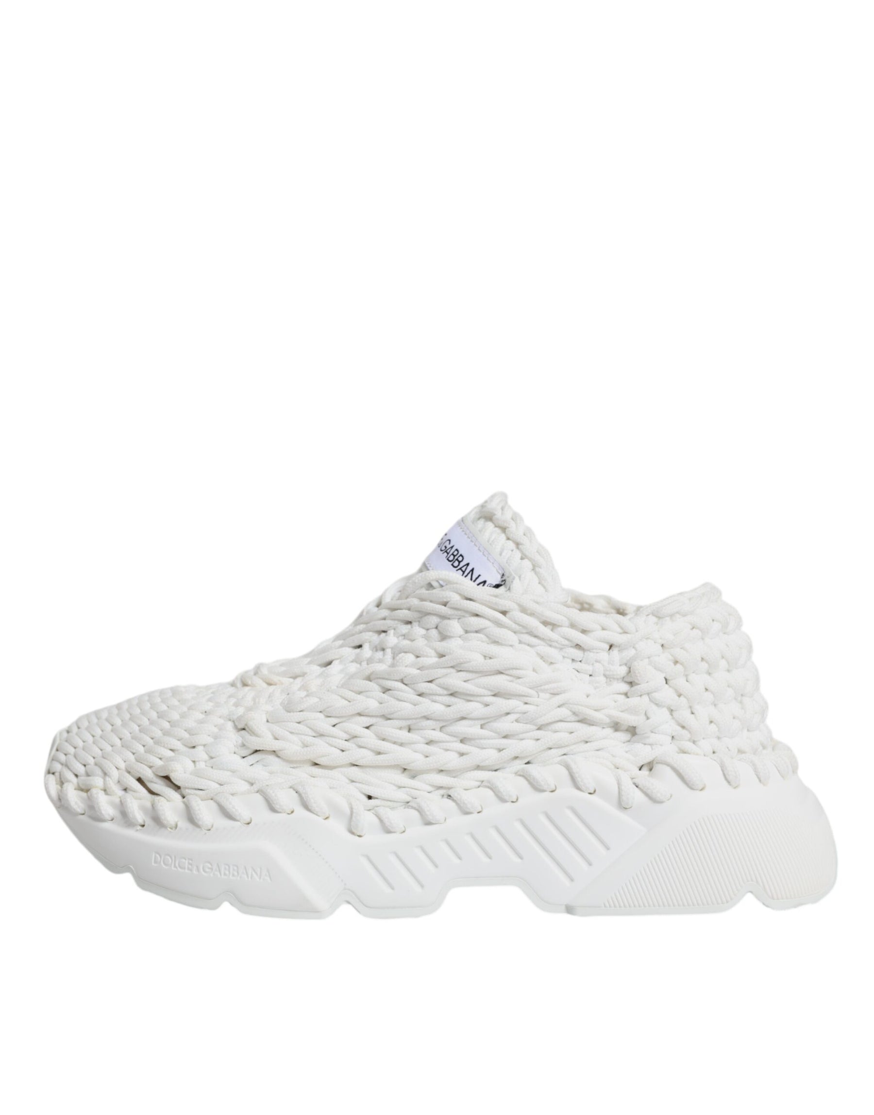 Dolce & Gabbana White Knitted Daymaster Sneakers Shoes | Regal Royce