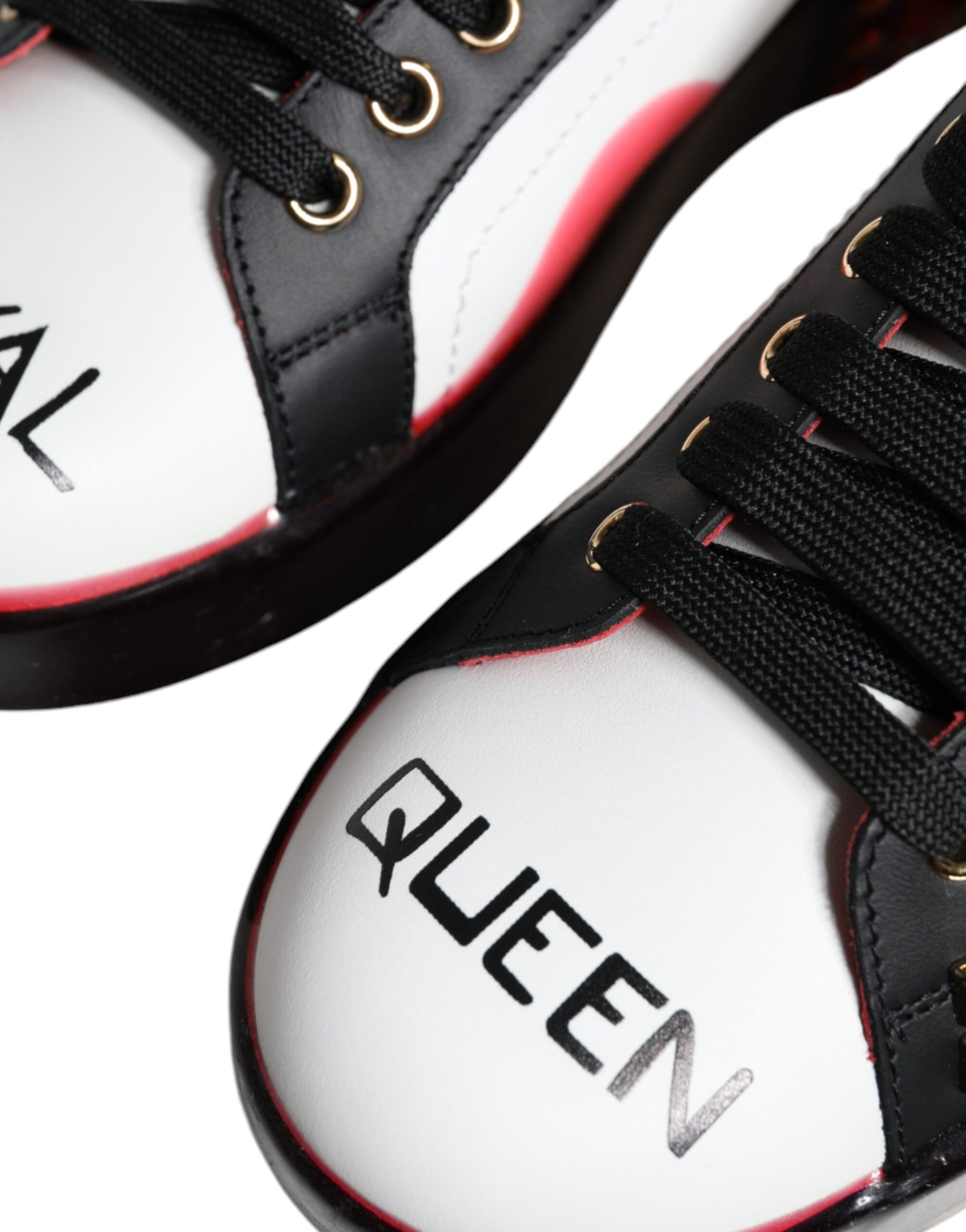 Dolce & Gabbana White Red Crystals Leather Portofino Sneakers Shoes | Regal Royce