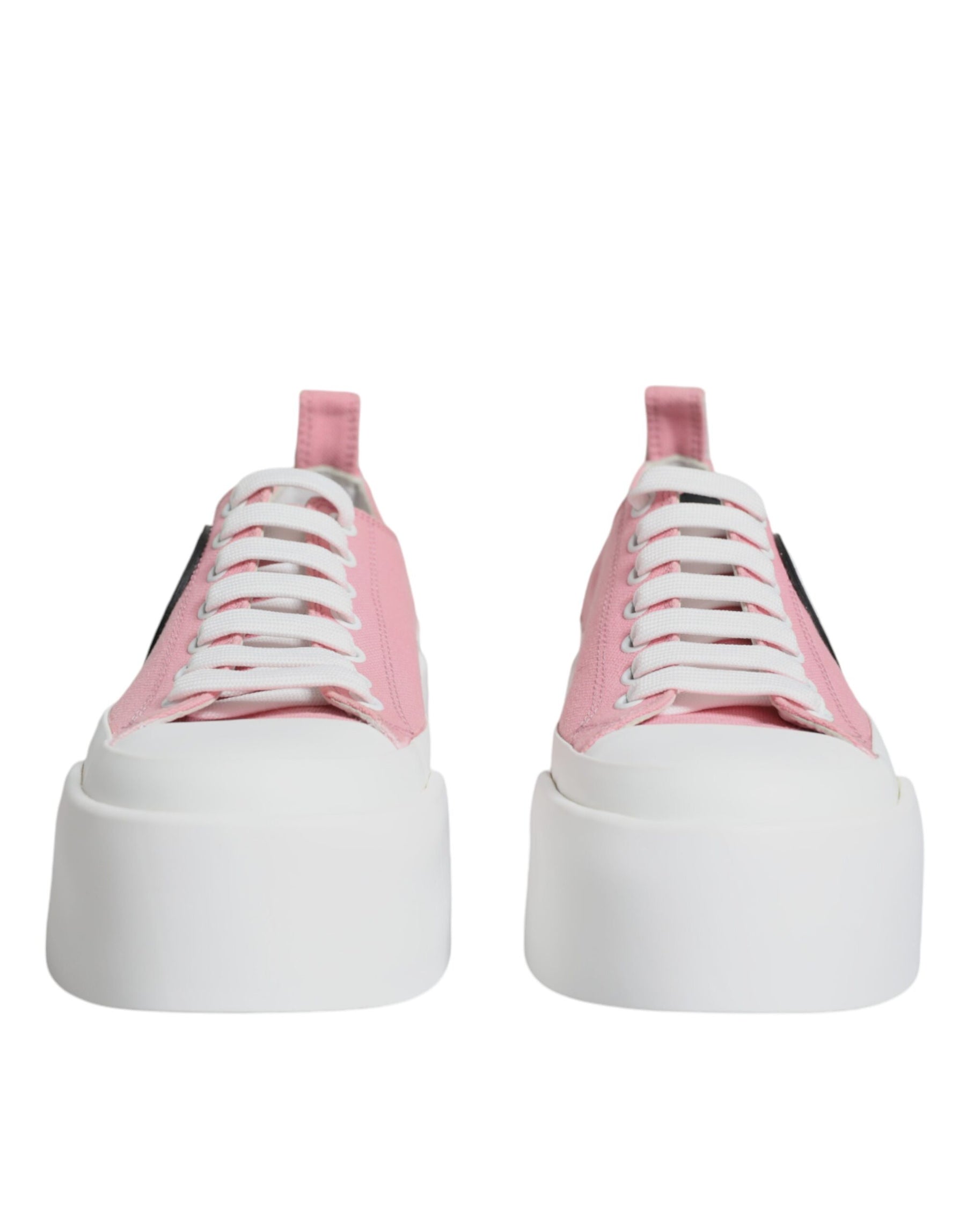 Dolce & Gabbana Pink White Canvas Logo Low Top Sneakers Shoes | Regal Royce