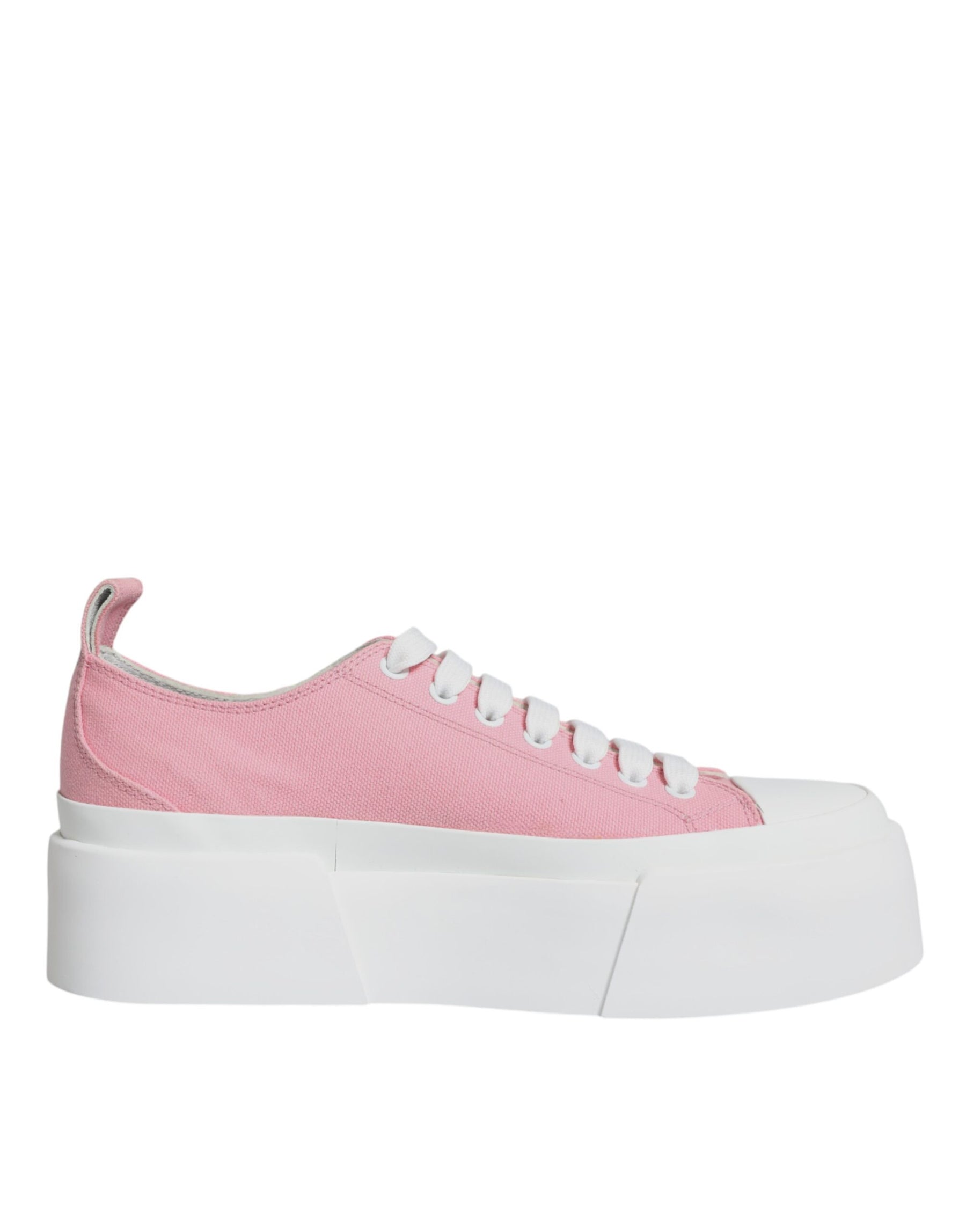 Dolce & Gabbana Pink White Canvas Logo Low Top Sneakers Shoes | Regal Royce