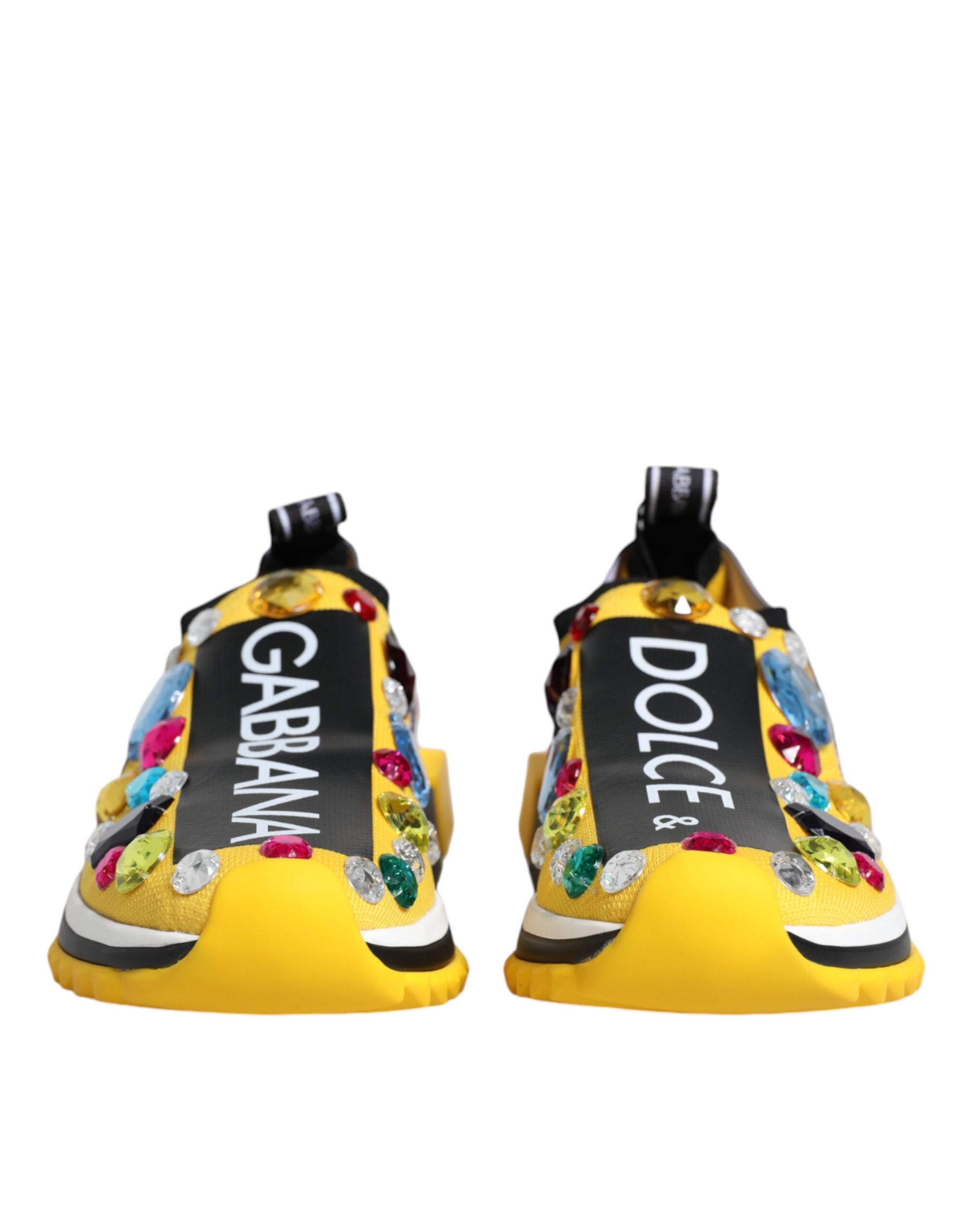 Dolce & Gabbana Yellow Sorrento Crystals Low Top Sneakers Shoes | Regal Royce
