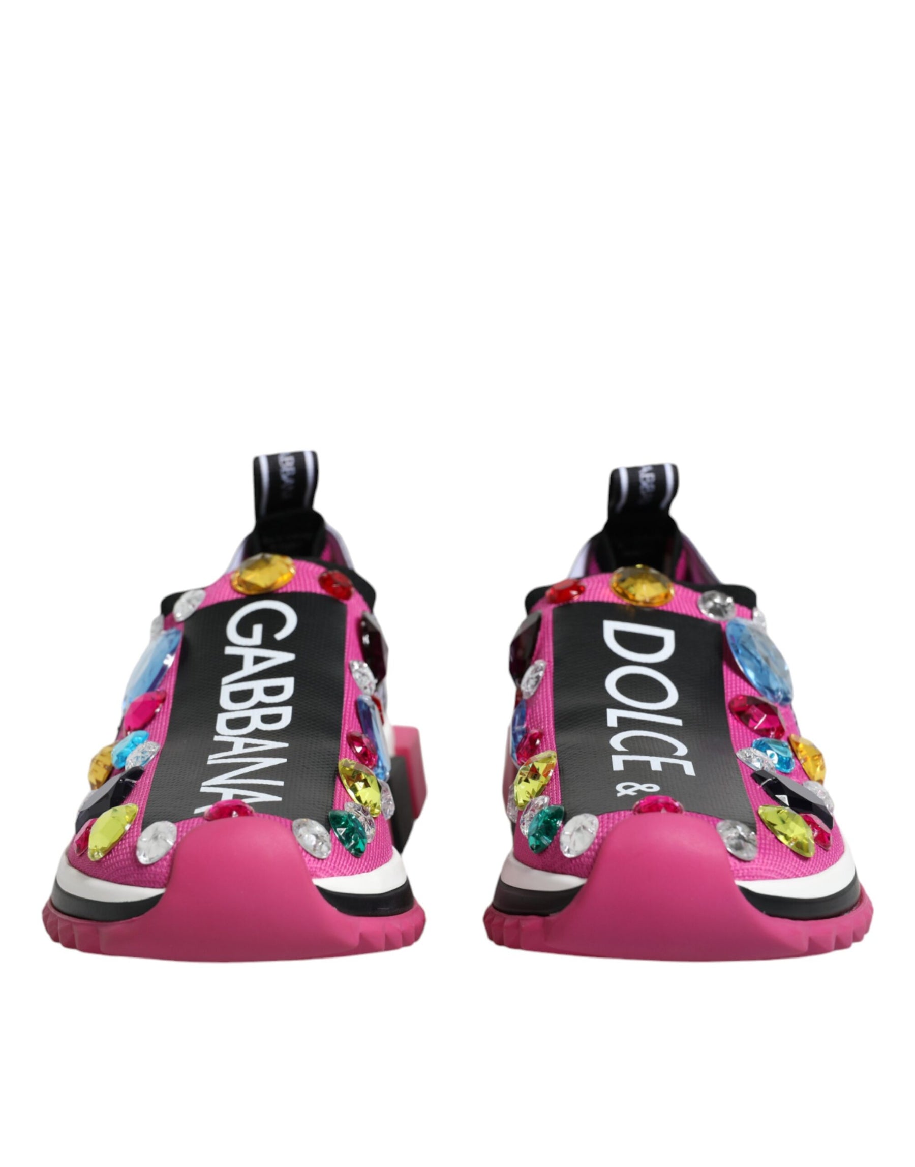 Dolce & Gabbana Pink Sorrento Crystals Low Top Sneakers Shoes | Regal Royce