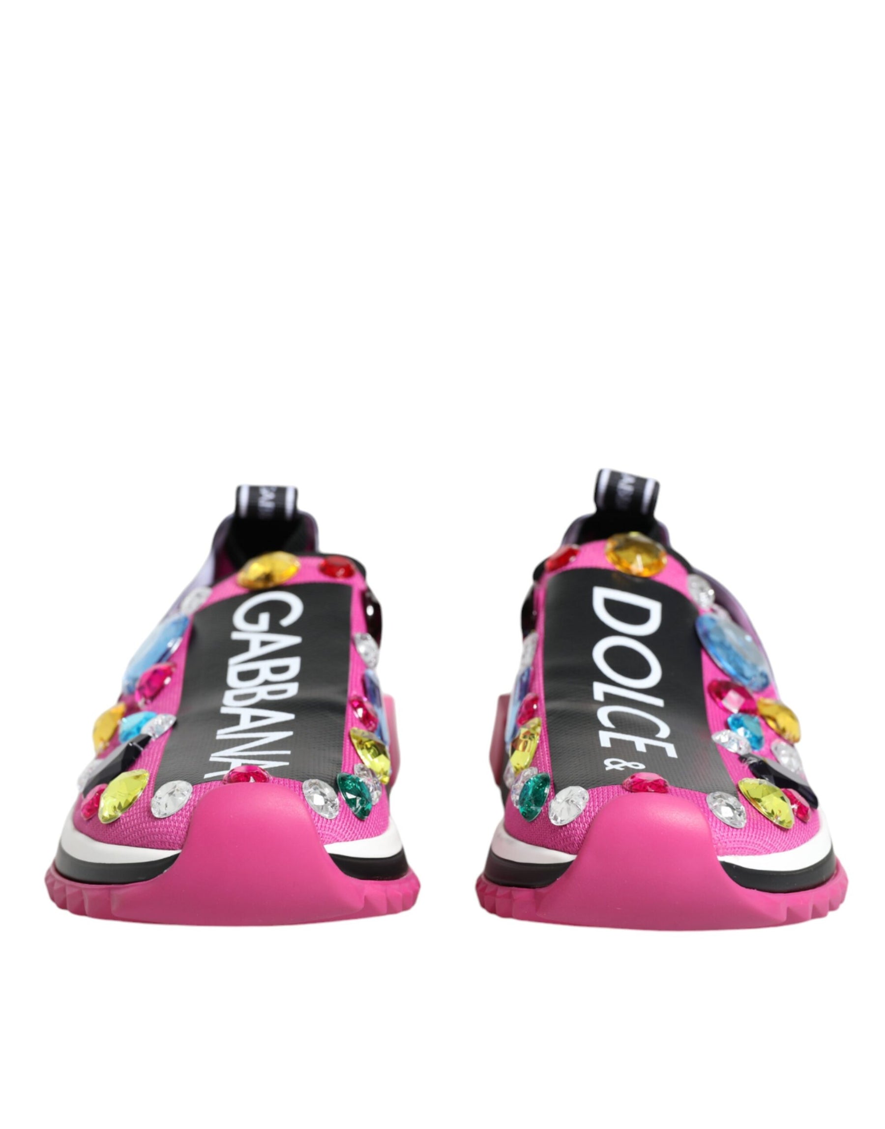 Dolce & Gabbana Pink Sorrento Crystals Low Top Sneakers Shoes | Regal Royce