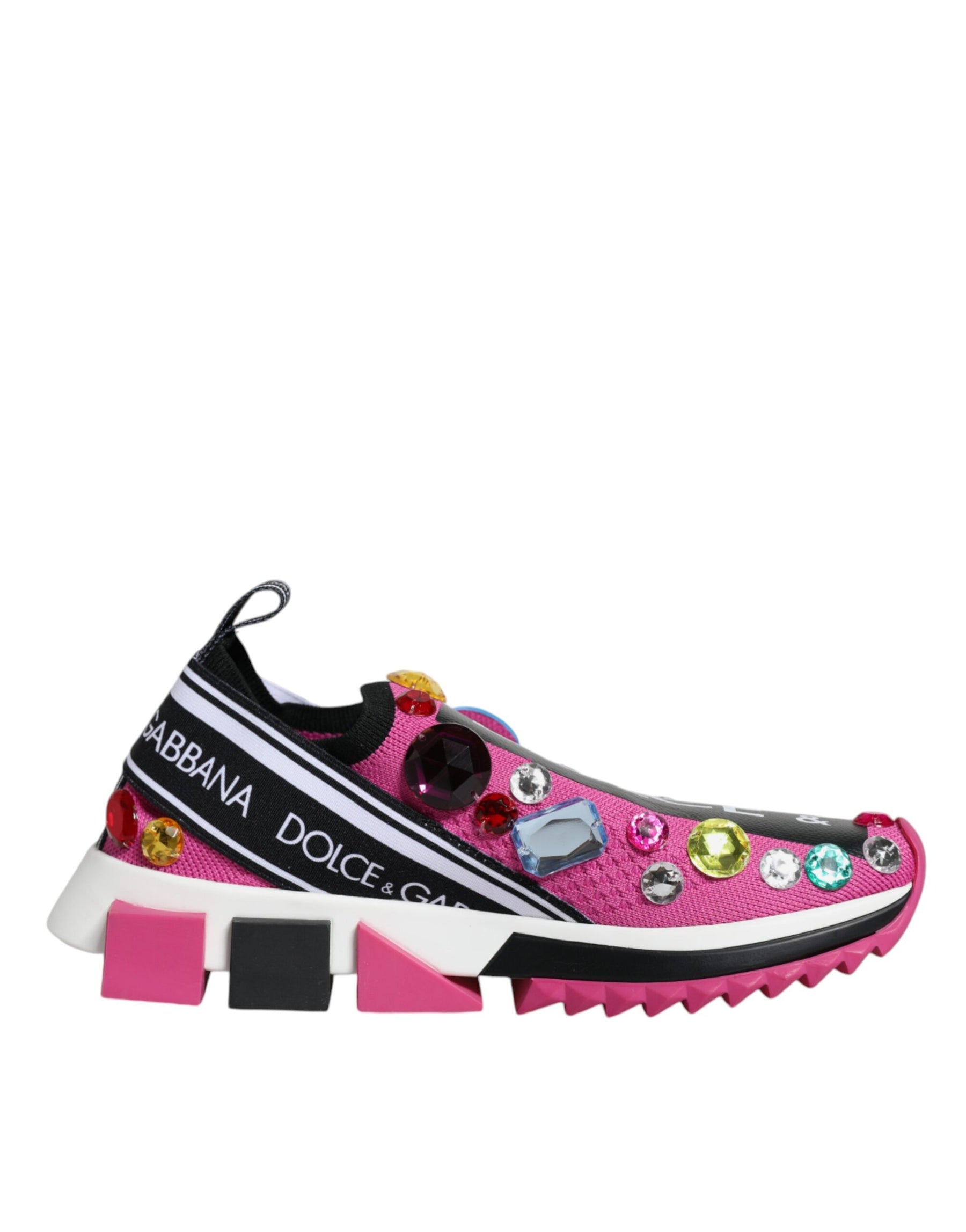 Dolce & Gabbana Pink Sorrento Crystals Low Top Sneakers Shoes | Regal Royce