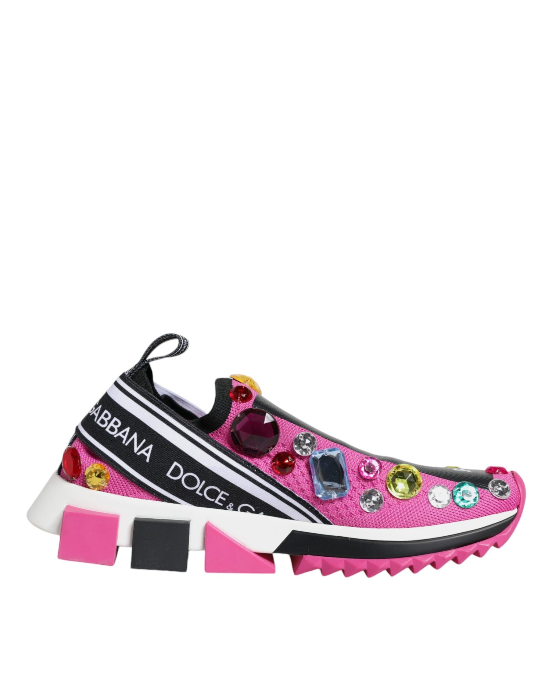 Dolce & Gabbana Pink Sorrento Crystals Low Top Sneakers Shoes | Regal Royce