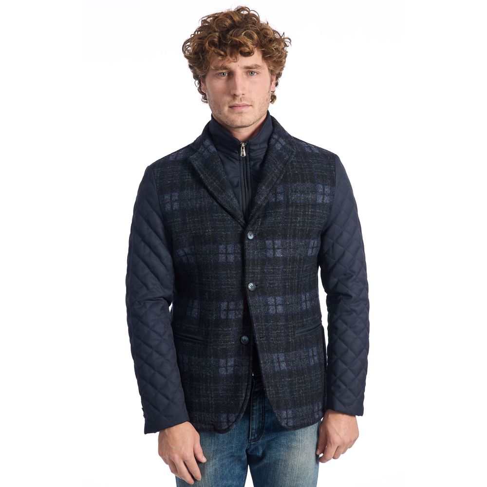 Roberto Pepe Luxury Blue Wool Men Jacket | Regal Royce