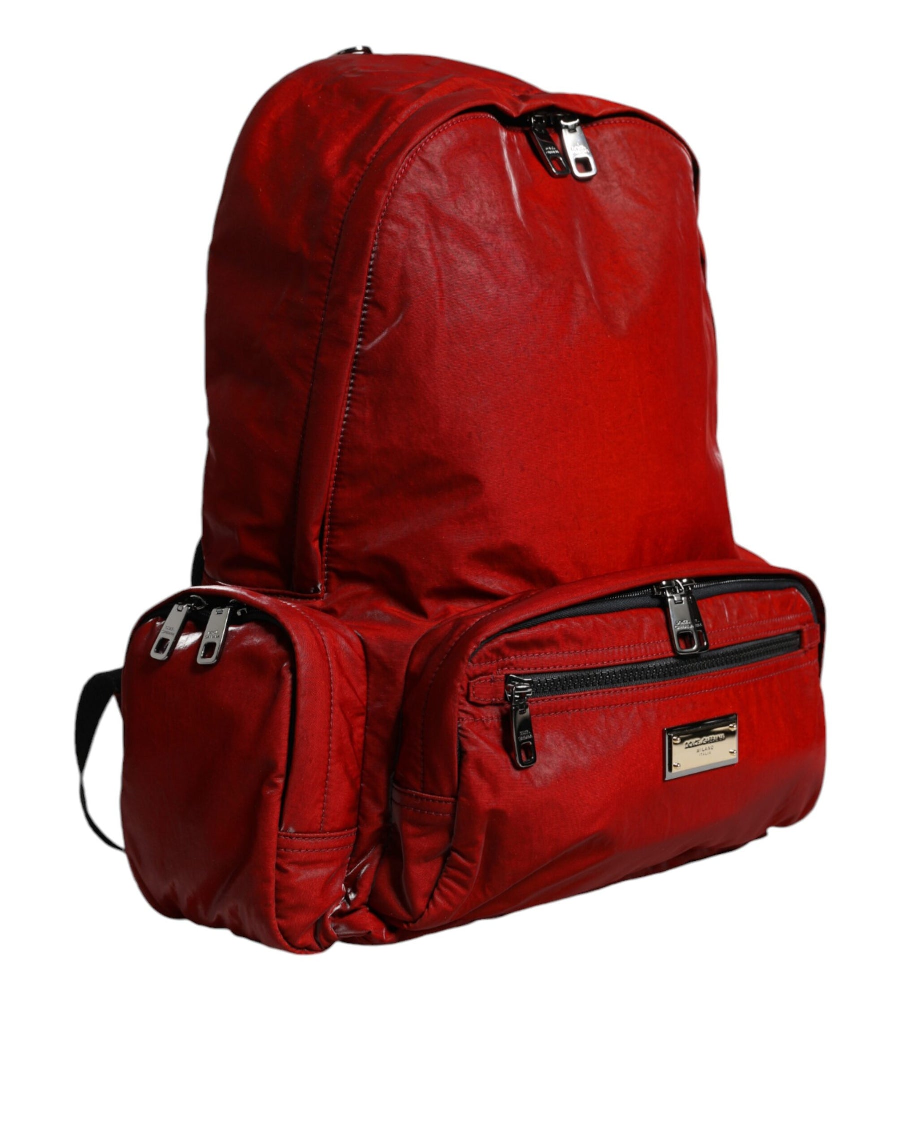 Dolce & Gabbana Red Patent Leather Logo Plaque Backpack Bag | Regal Royce