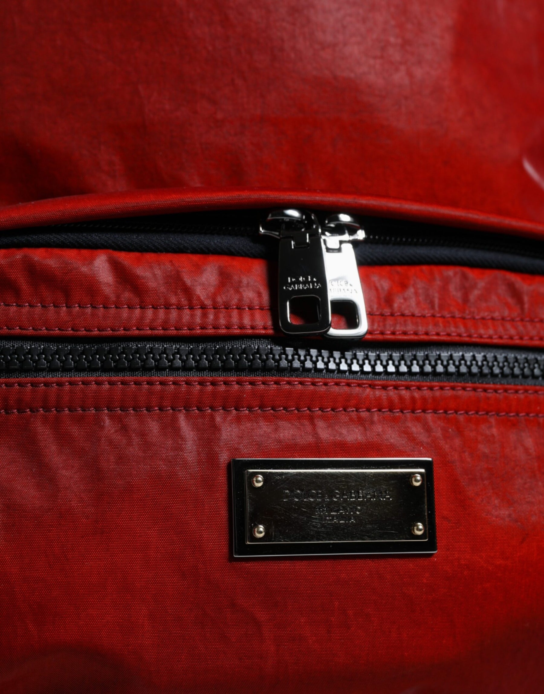 Dolce & Gabbana Red Patent Leather Logo Plaque Backpack Bag | Regal Royce