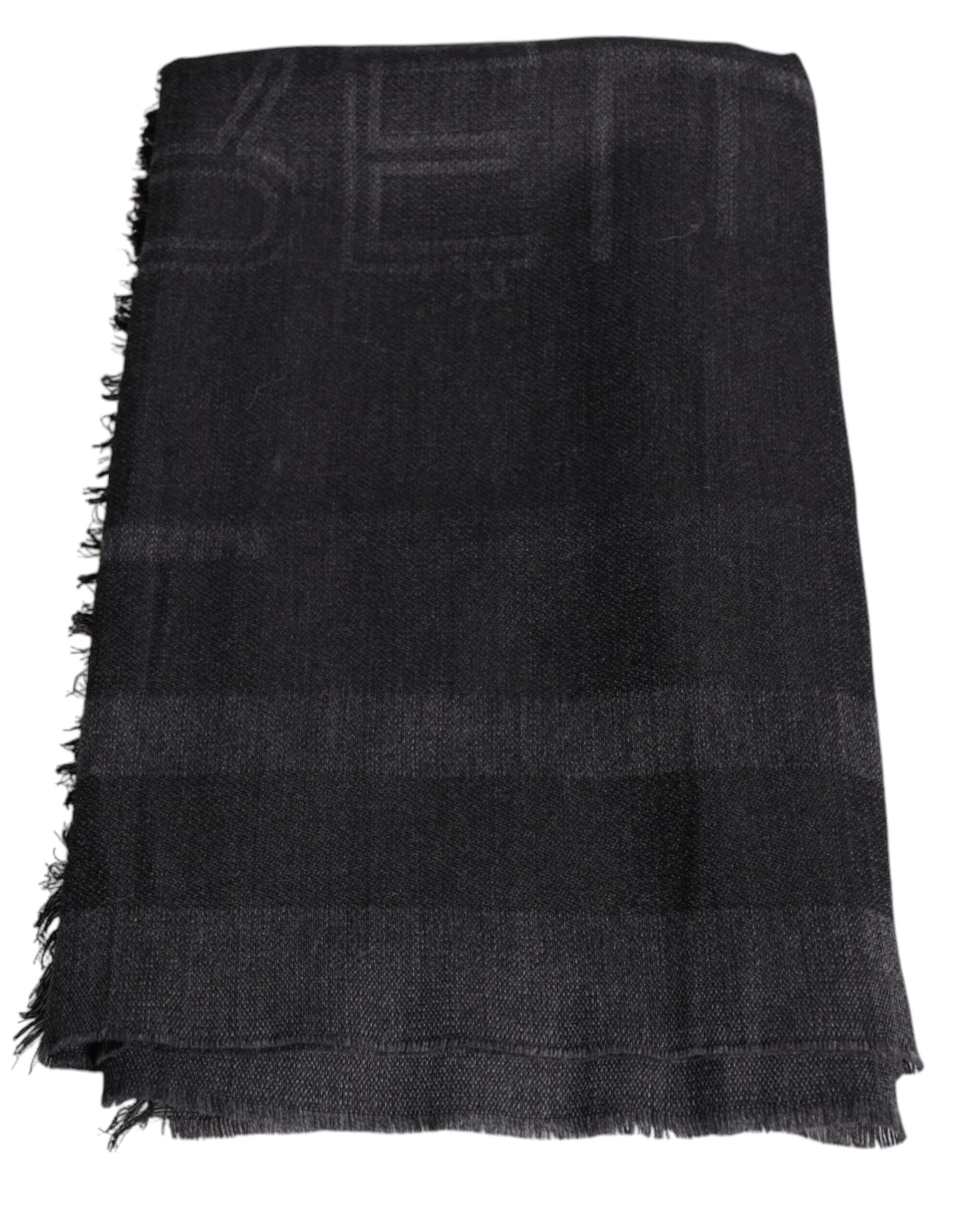 GF Ferre Dark Gray Wool Viscose Foulard Patterned Scarf | Regal Royce