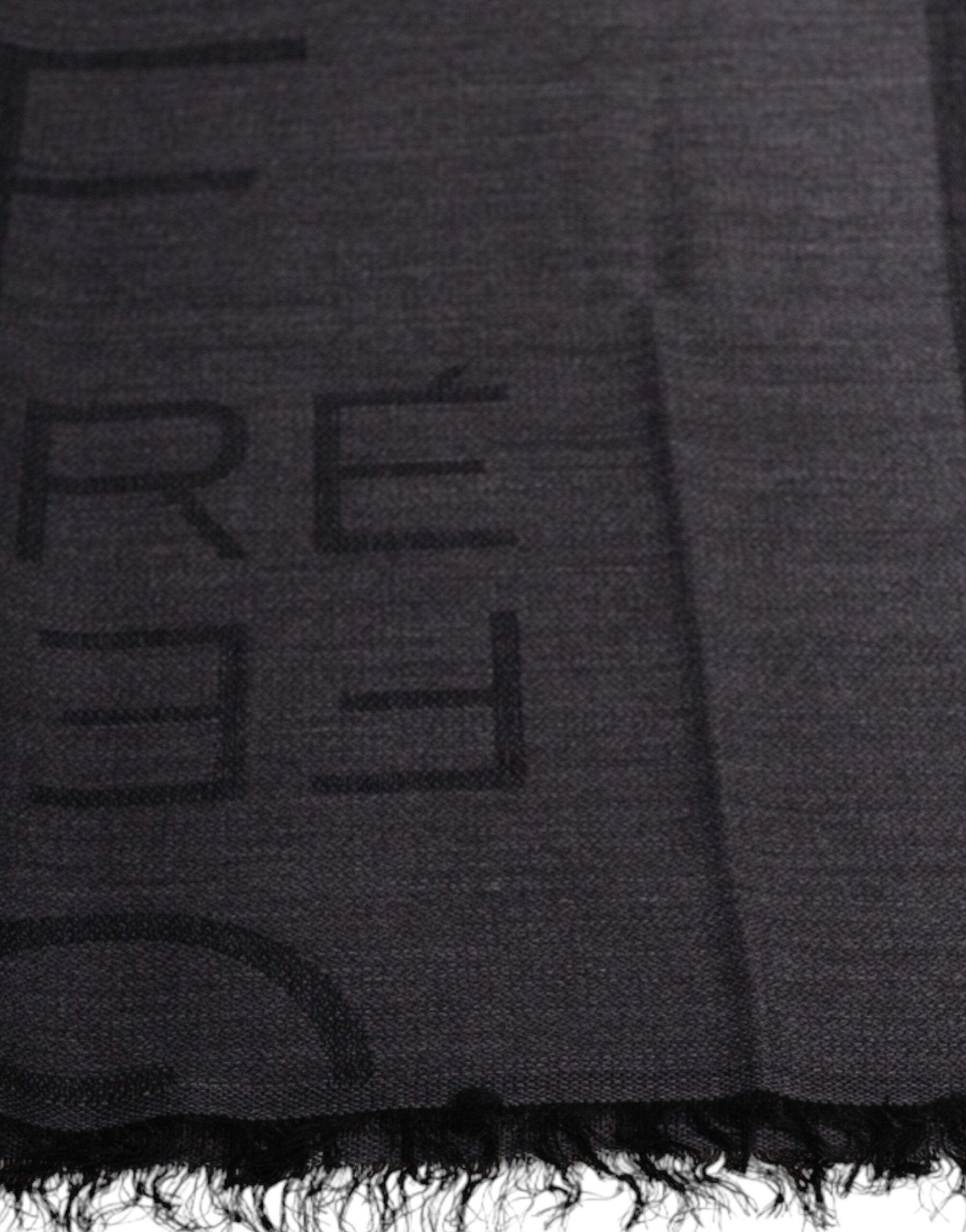 GF Ferre Dark Gray Wool Viscose Foulard Patterned Scarf | Regal Royce