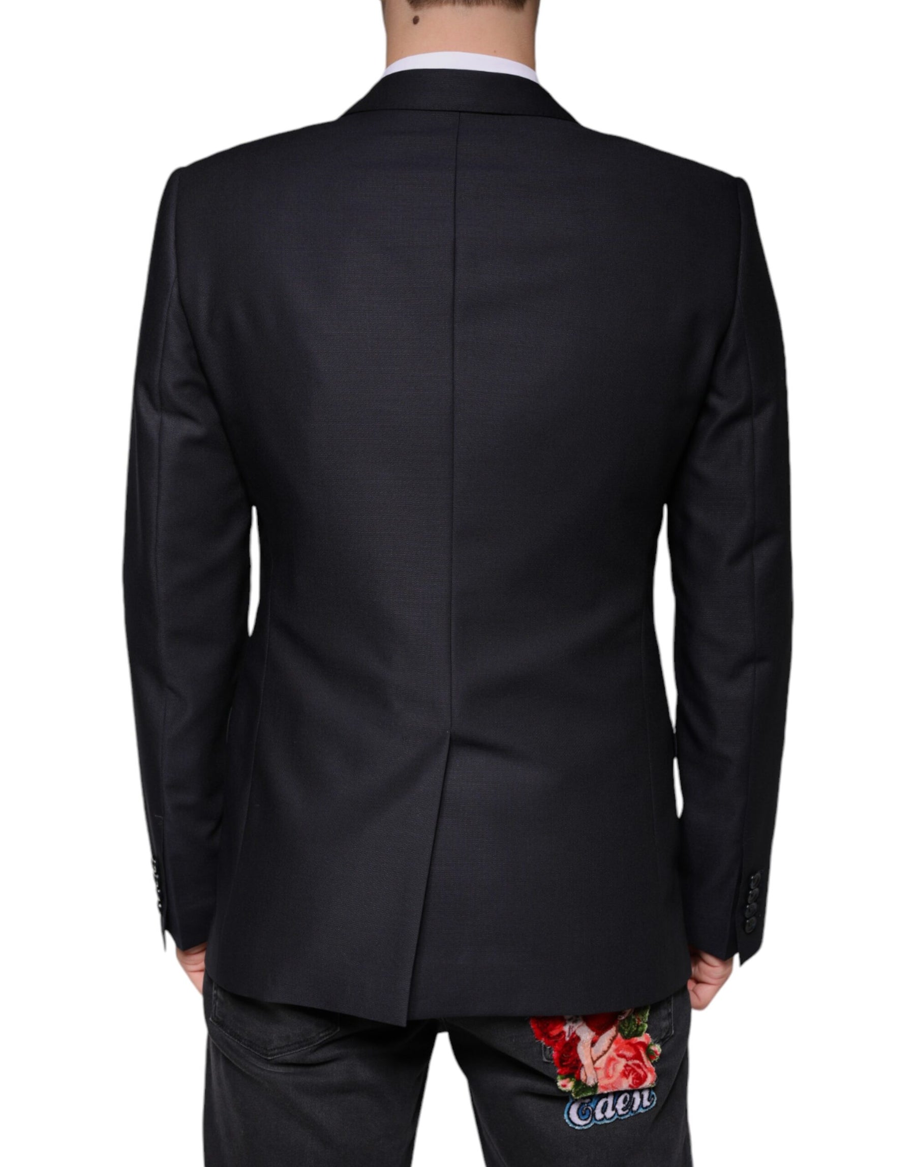 Dolce & Gabbana Dark Blue Wool Single Breasted Dress Coat Blazer | Regal Royce