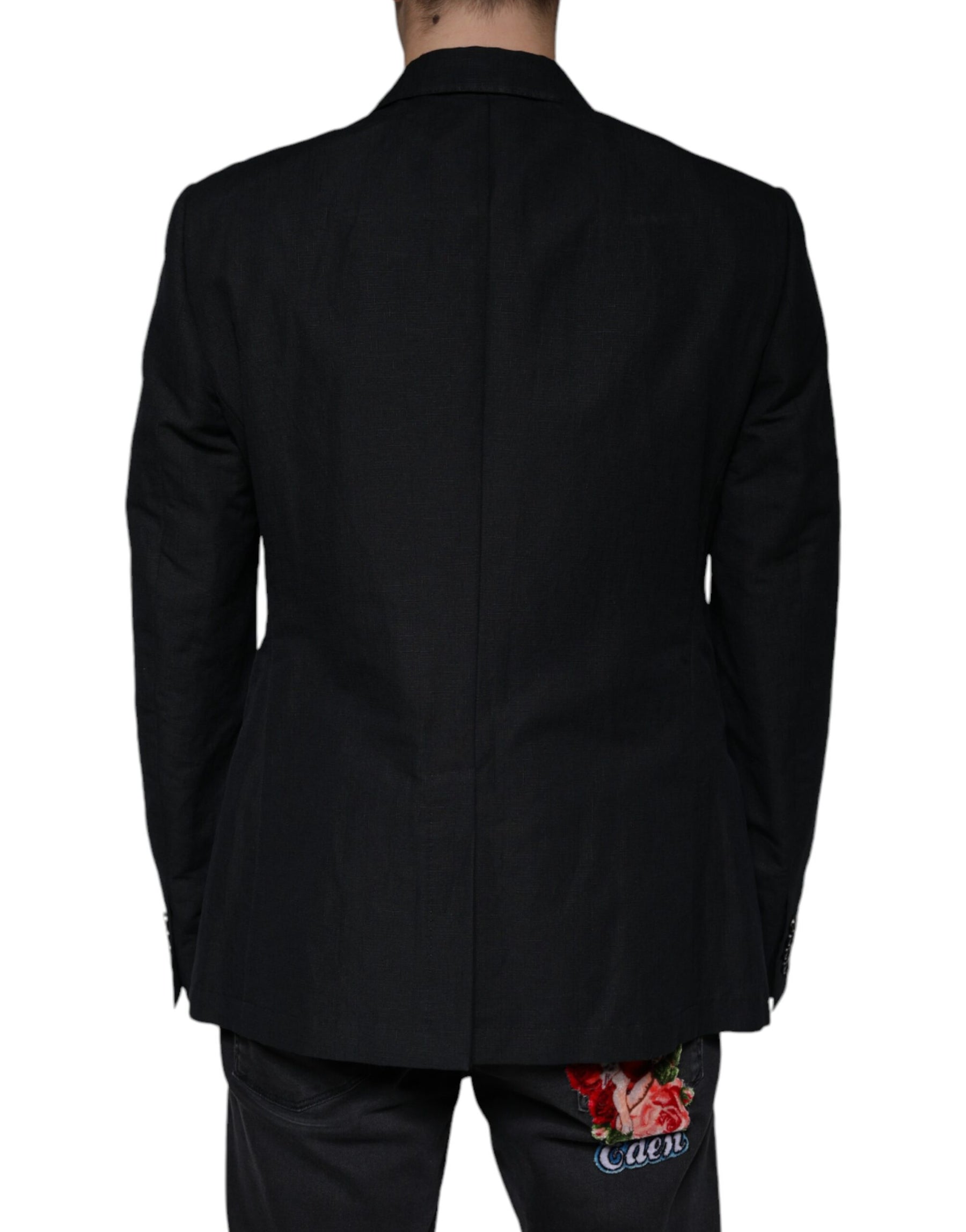 Dolce & Gabbana Black Linen Double Breasted Dress Blazer | Regal Royce
