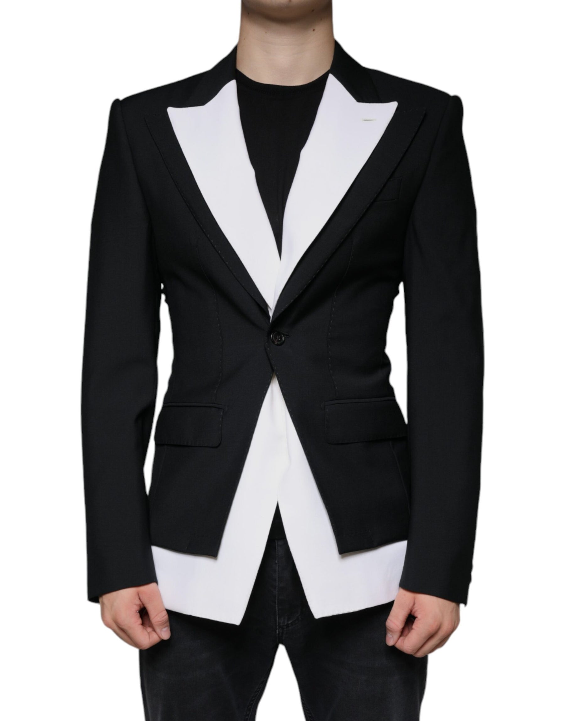 Dolce & Gabbana Black White Single Breasted Dress Blazer | Regal Royce