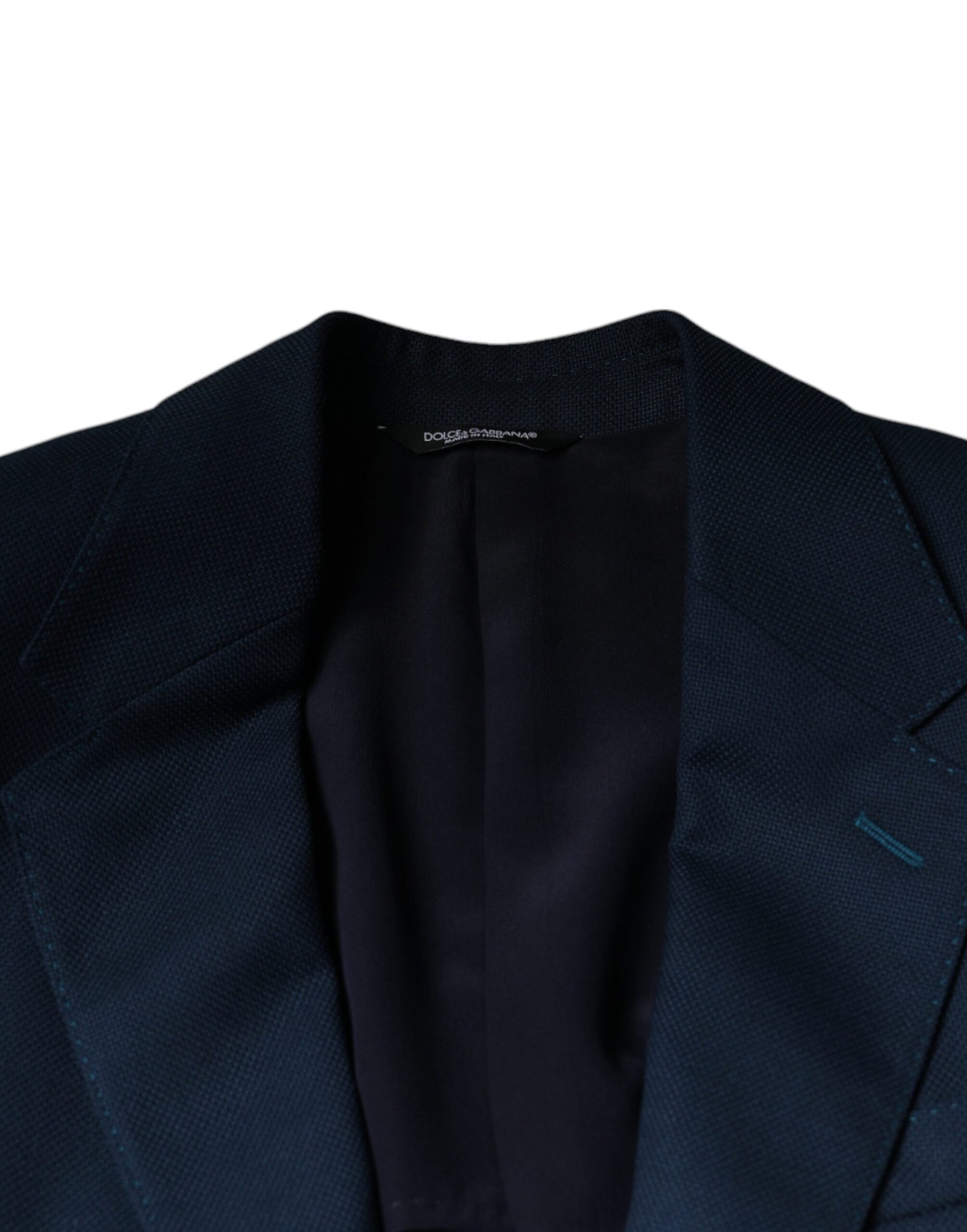 Dolce & Gabbana Blue Wool Logo Single Breasted Coat Blazer | Regal Royce