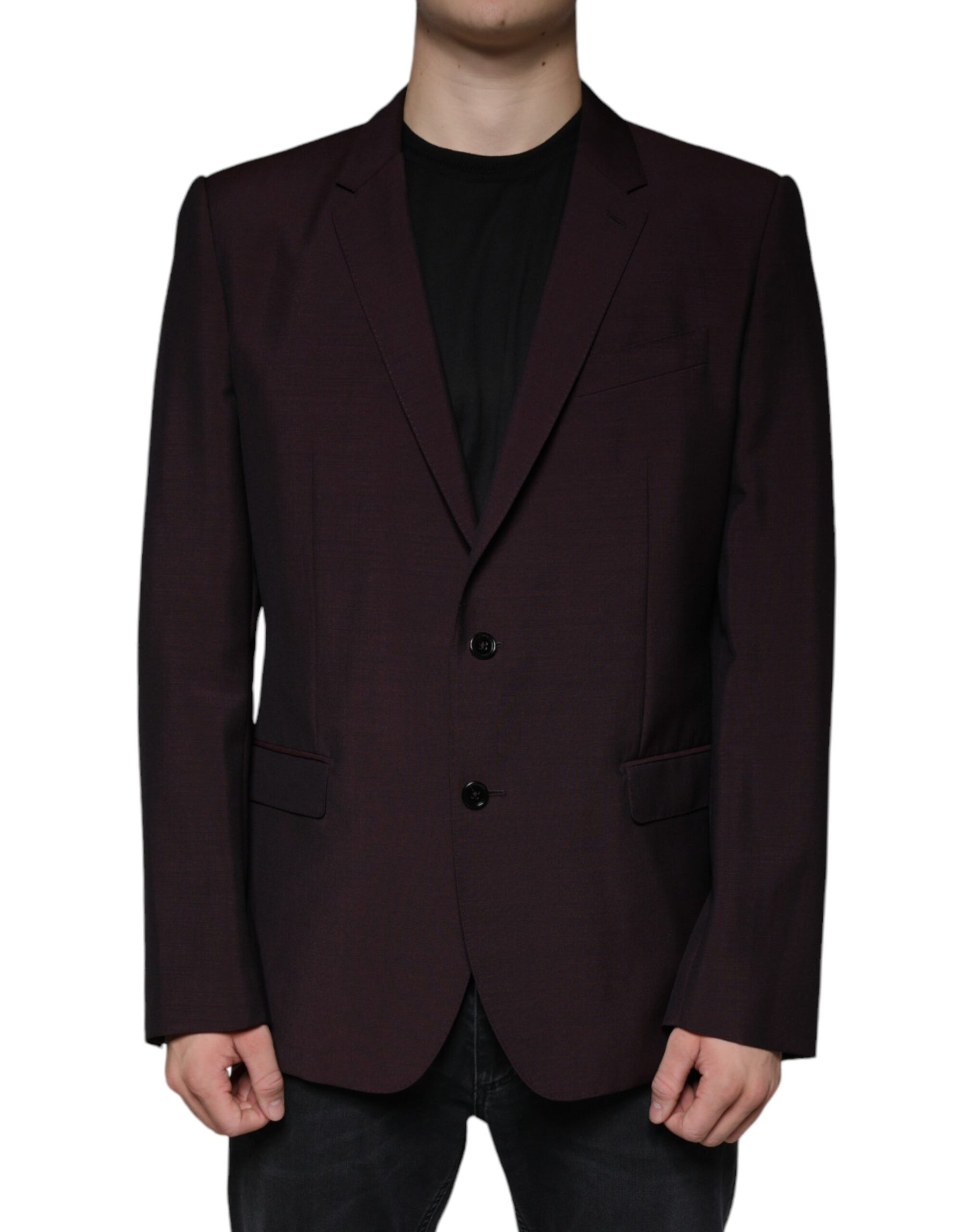 Dolce & Gabbana Bordeaux Wool Single Breasted Dress Blazer | Regal Royce