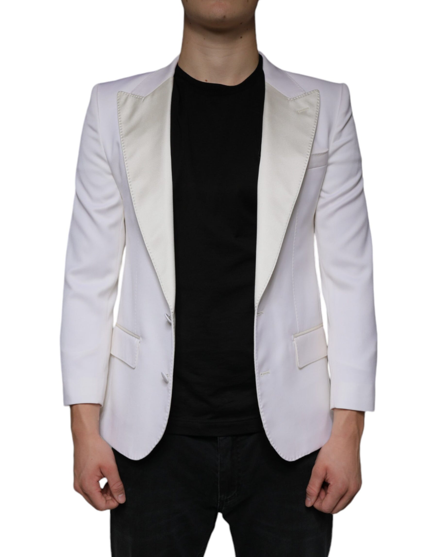 Dolce & Gabbana Off White Wool Single Breasted Dress Blazer | Regal Royce