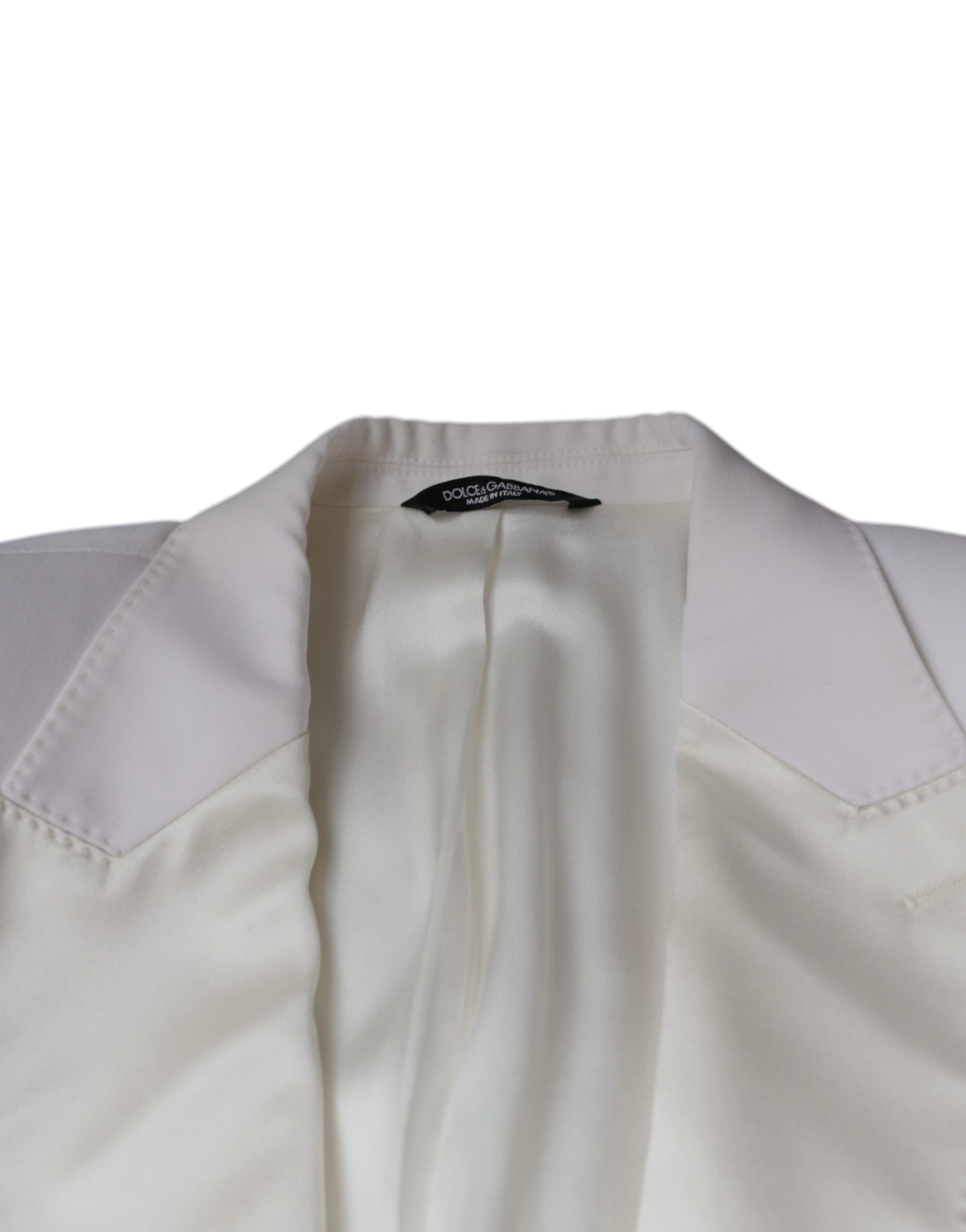 Dolce & Gabbana Off White Wool Single Breasted Dress Blazer | Regal Royce