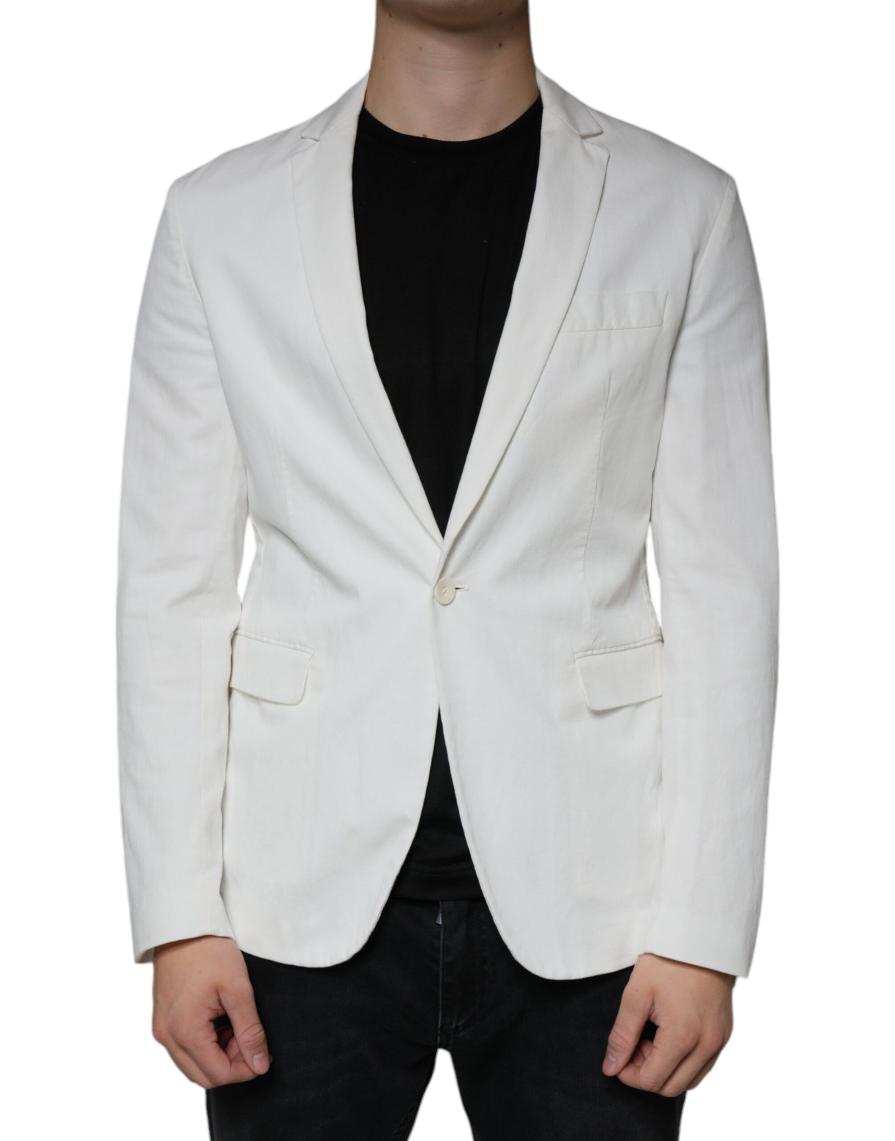 Dondup White Single Breasted One Button Dress Formal Blazer | Regal Royce
