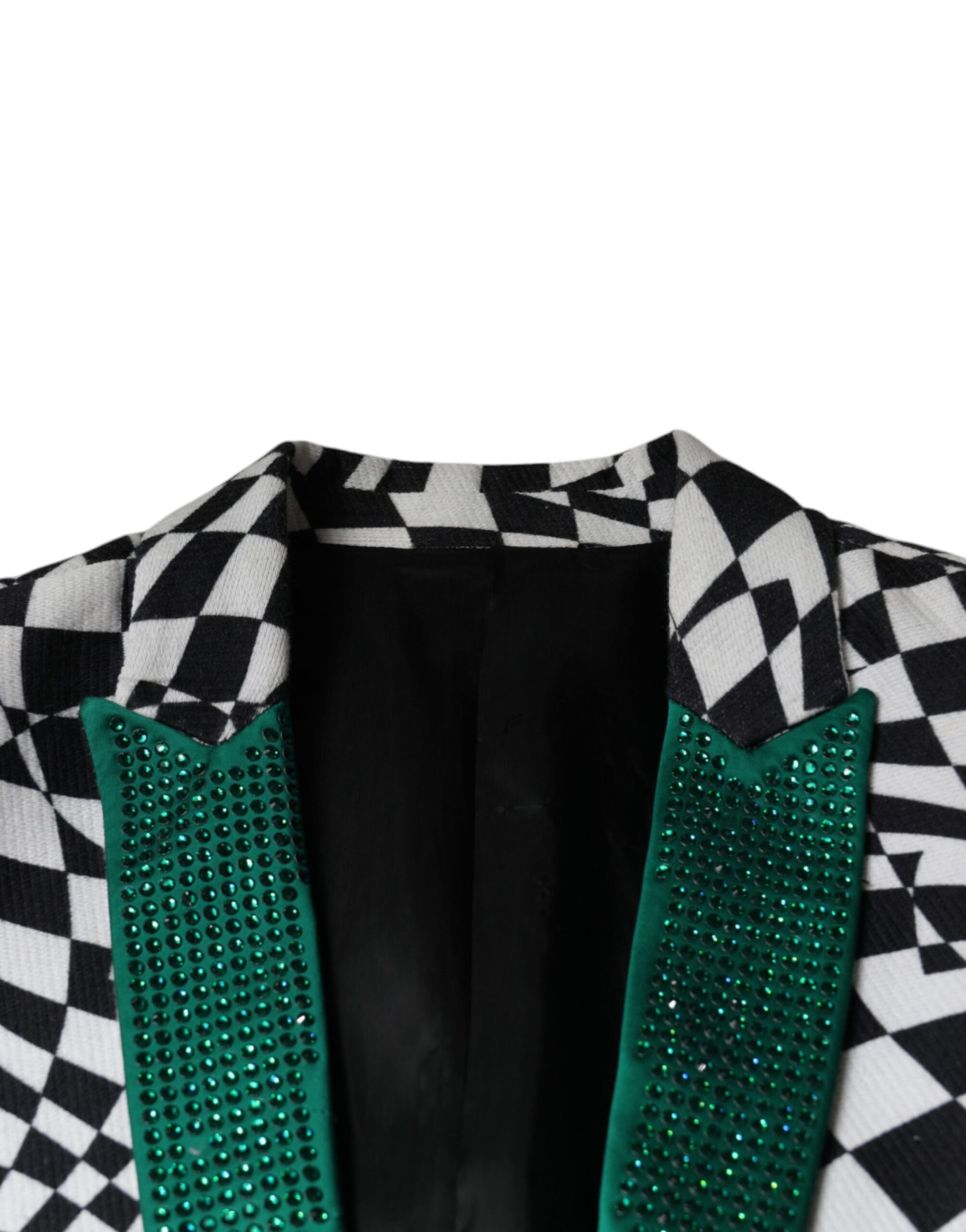 John Richmond Black White Checkered Crystal Single Breasted Blazer | Regal Royce