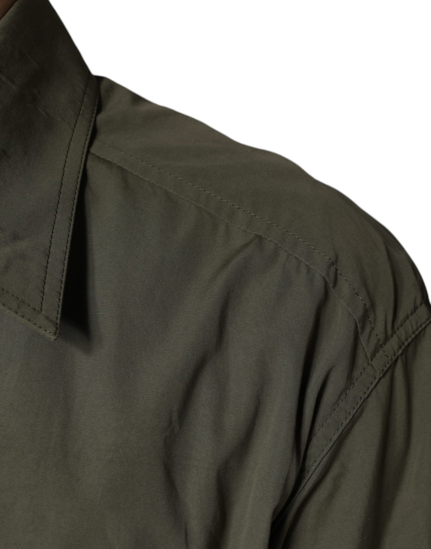 Dolce & Gabbana Military Green Cotton Bend Collared Coat Jacket | Regal Royce