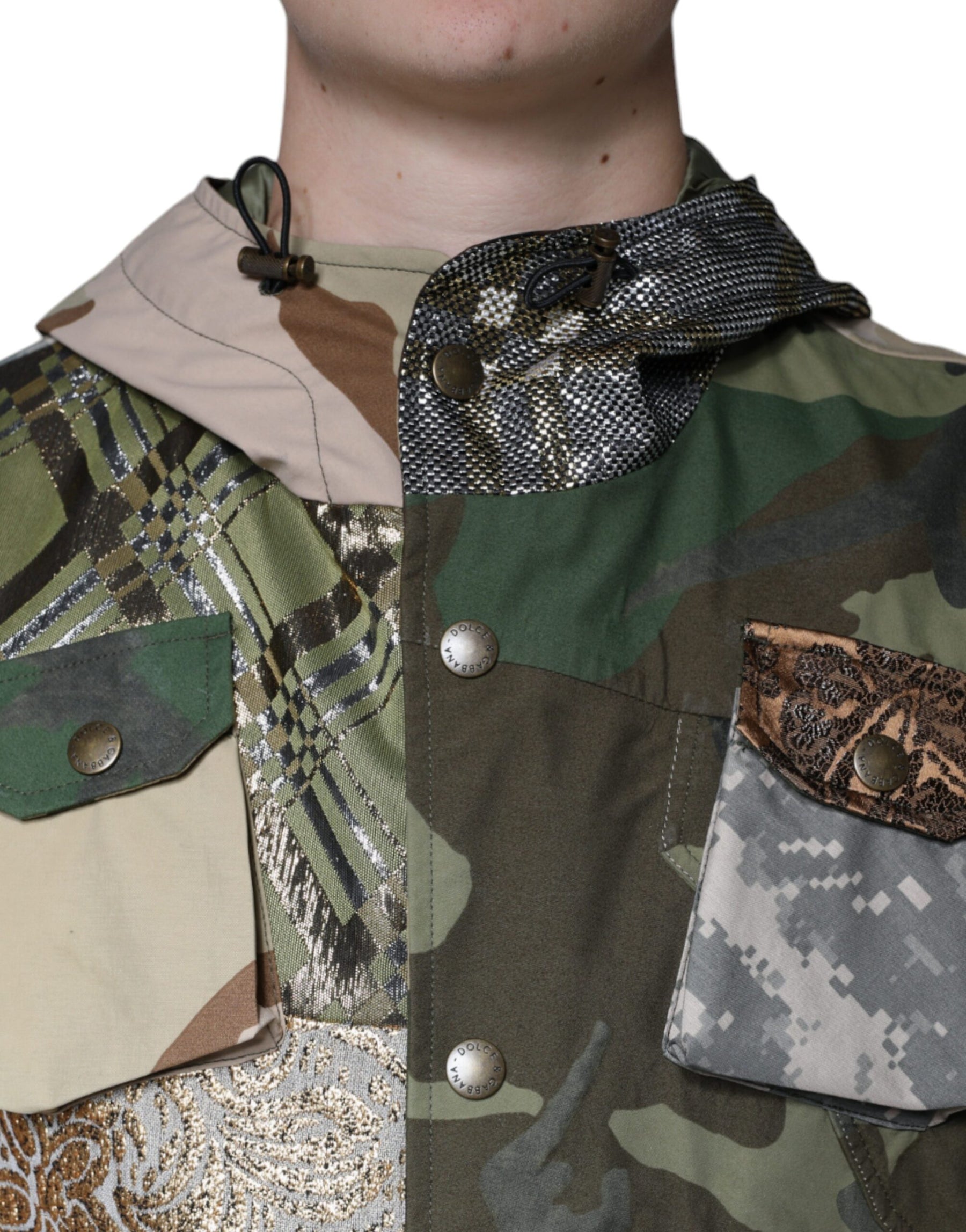 Dolce & Gabbana Multicolor Patchwork Hooded Vest Jacket | Regal Royce