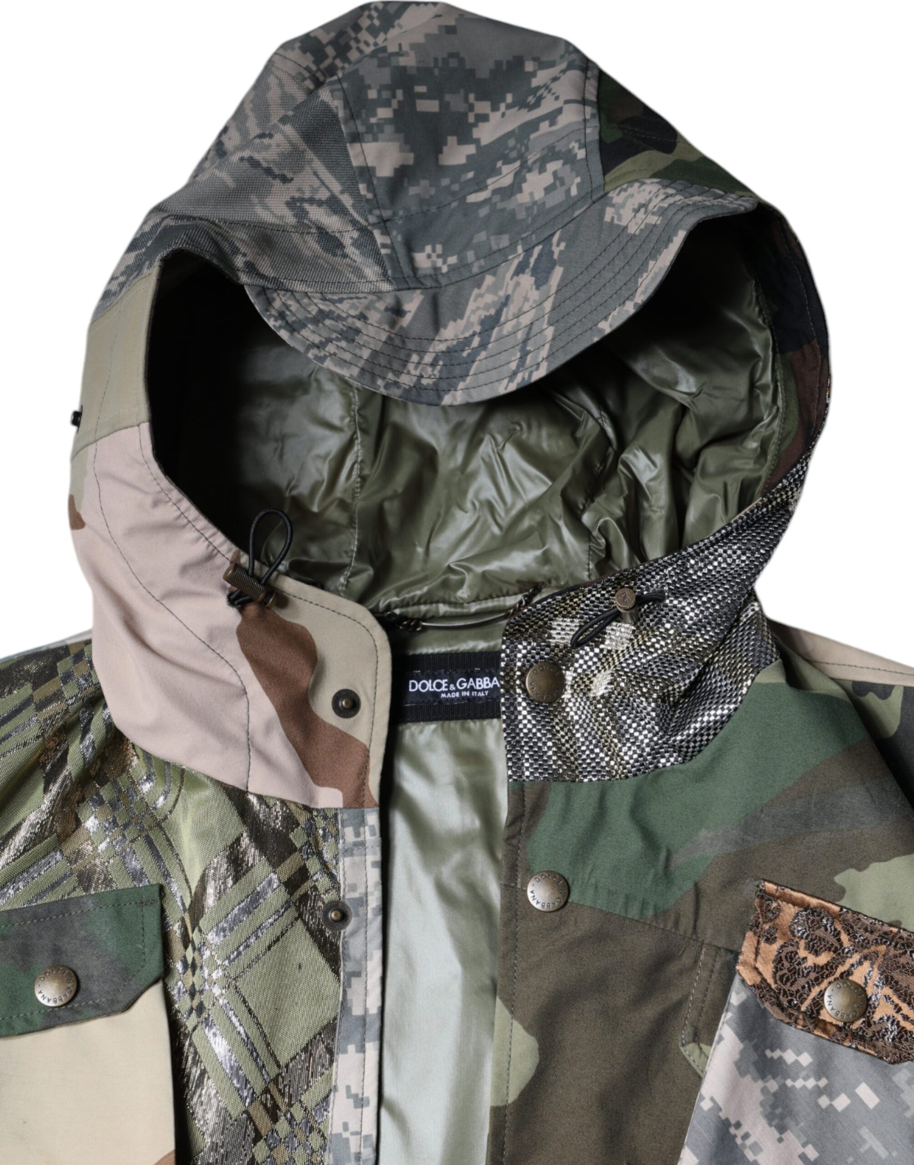 Dolce & Gabbana Multicolor Patchwork Hooded Vest Jacket | Regal Royce