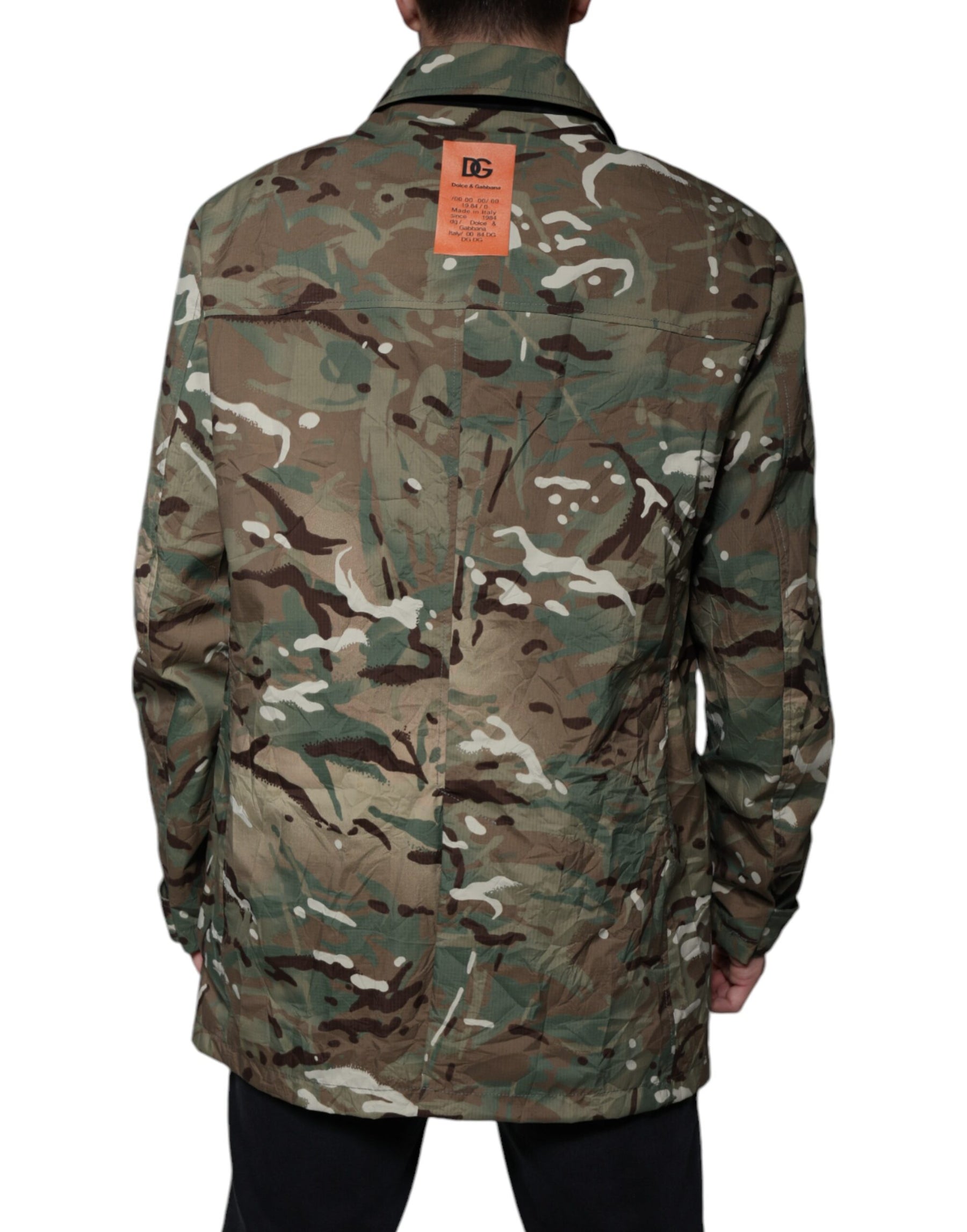 Dolce & Gabbana Multicolor Camouflage Collared Coat Jacket | Regal Royce