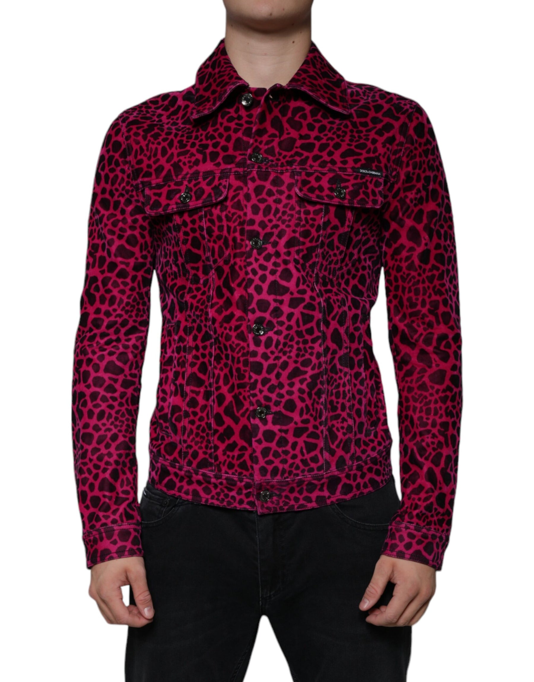 Dolce & Gabbana Fuchsia Leopard Button Down Collared Jacket | Regal Royce