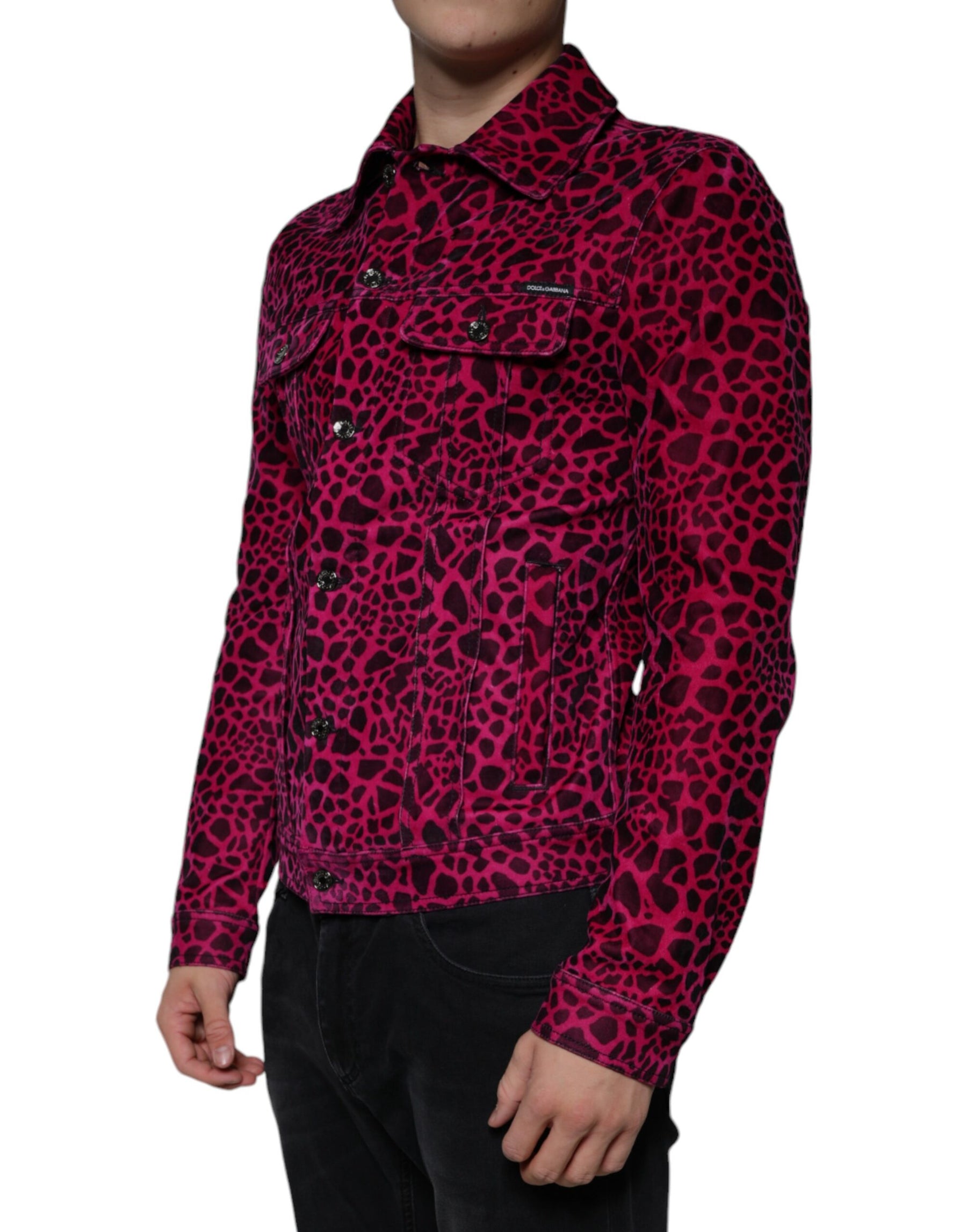 Dolce & Gabbana Fuchsia Leopard Button Down Collared Jacket | Regal Royce