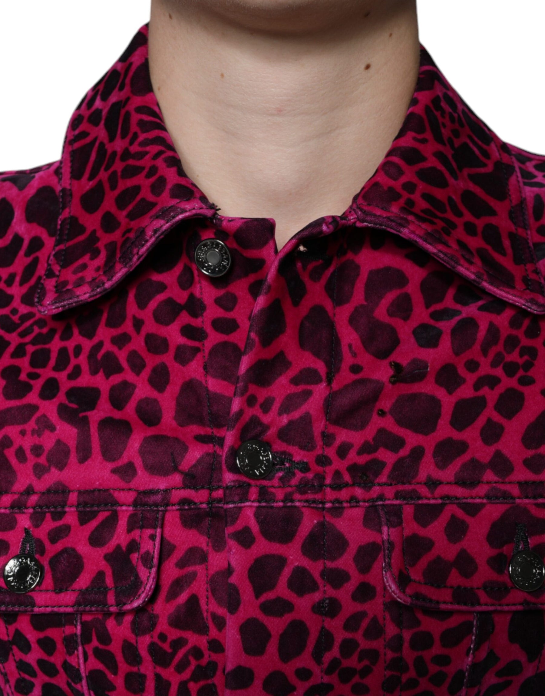 Dolce & Gabbana Fuchsia Leopard Button Down Collared Jacket | Regal Royce