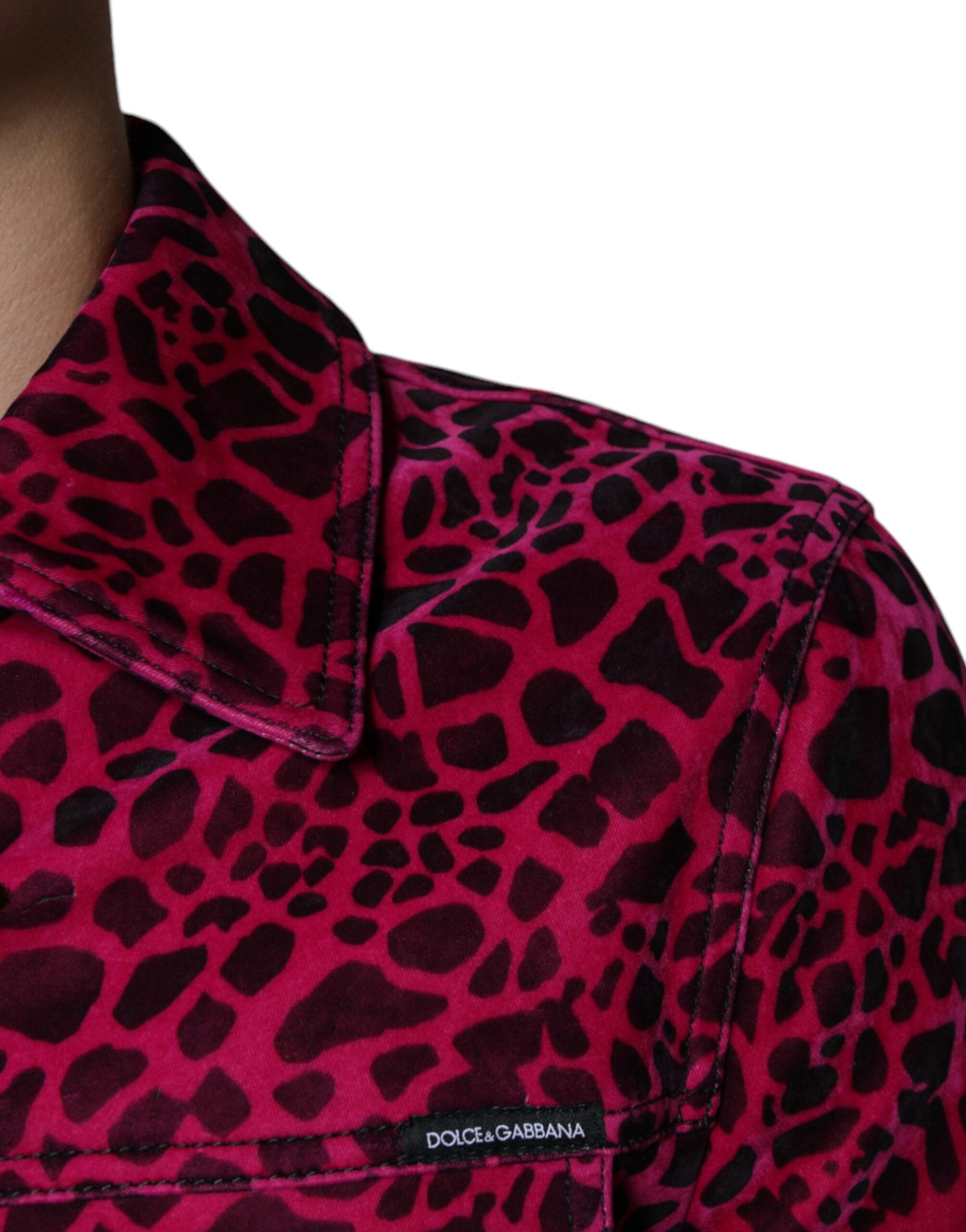 Dolce & Gabbana Fuchsia Leopard Button Down Collared Jacket | Regal Royce