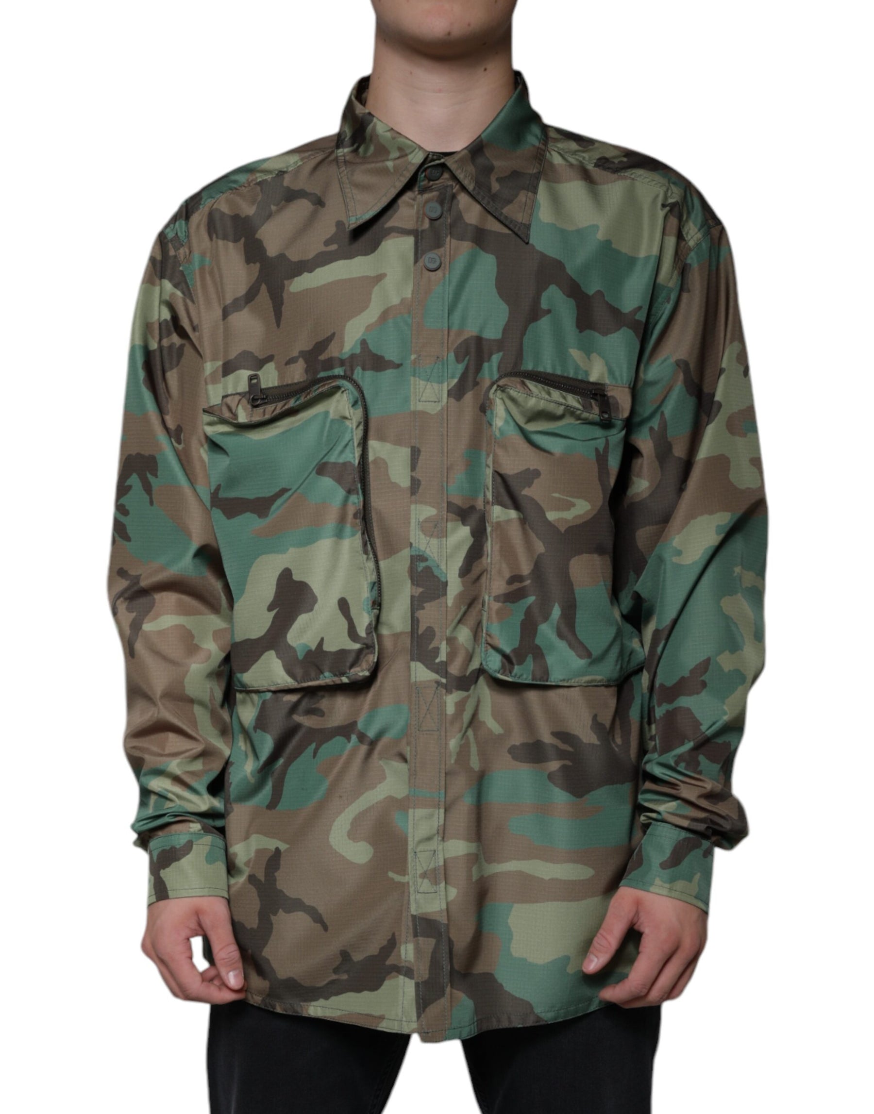 Dolce & Gabbana Multicolor Camouflage Button Down Shirt | Regal Royce