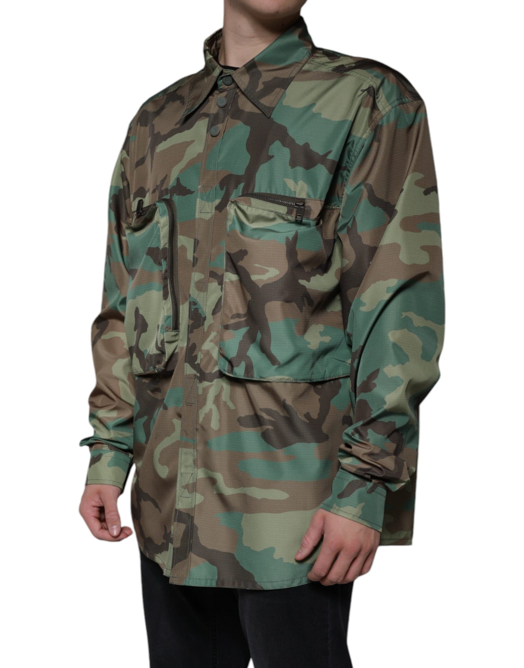 Dolce & Gabbana Multicolor Camouflage Button Down Shirt | Regal Royce