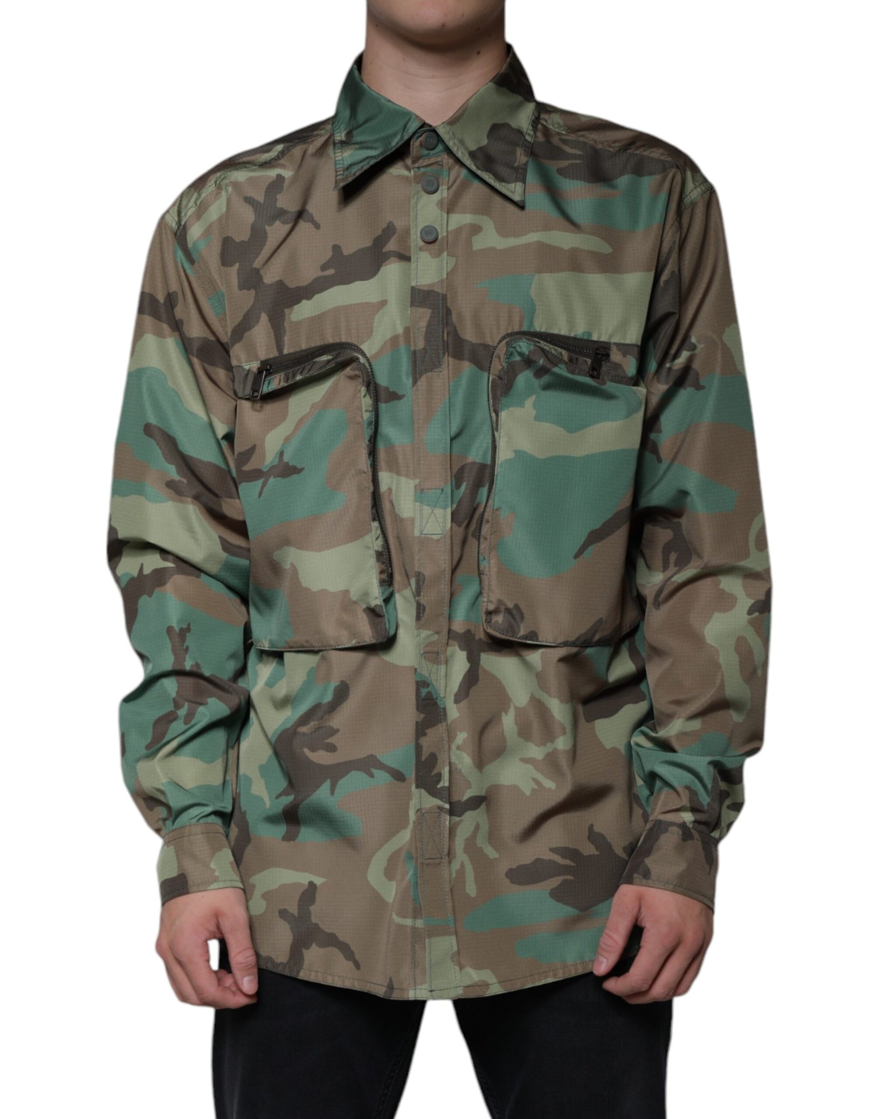Dolce & Gabbana Multicolor Camouflage Button Down Shirt | Regal Royce