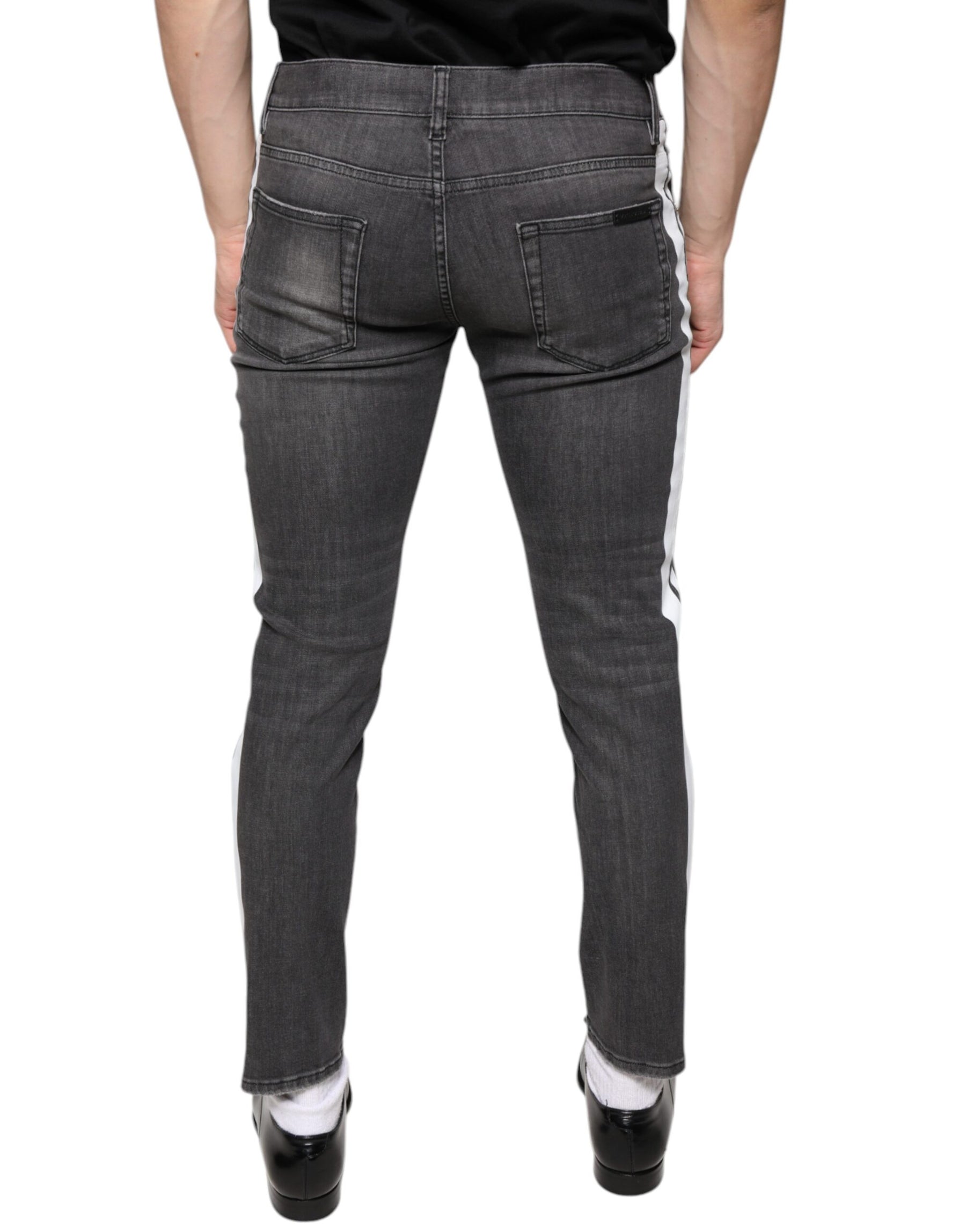 Dolce & Gabbana Black Tattered Cotton Skinny Men Denim Jeans | Regal Royce